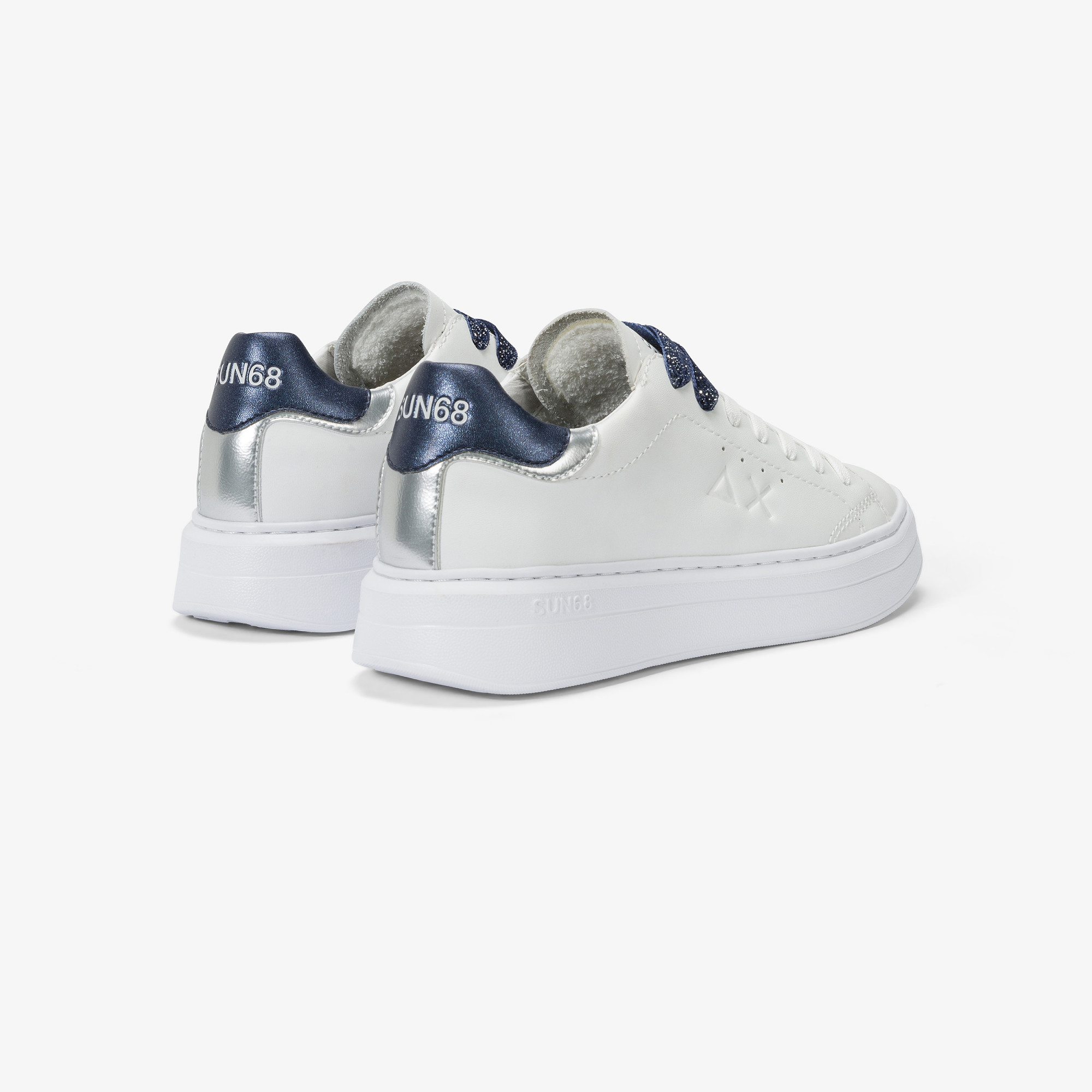 Grace leather sneaker WHITE/NAVY BLUE