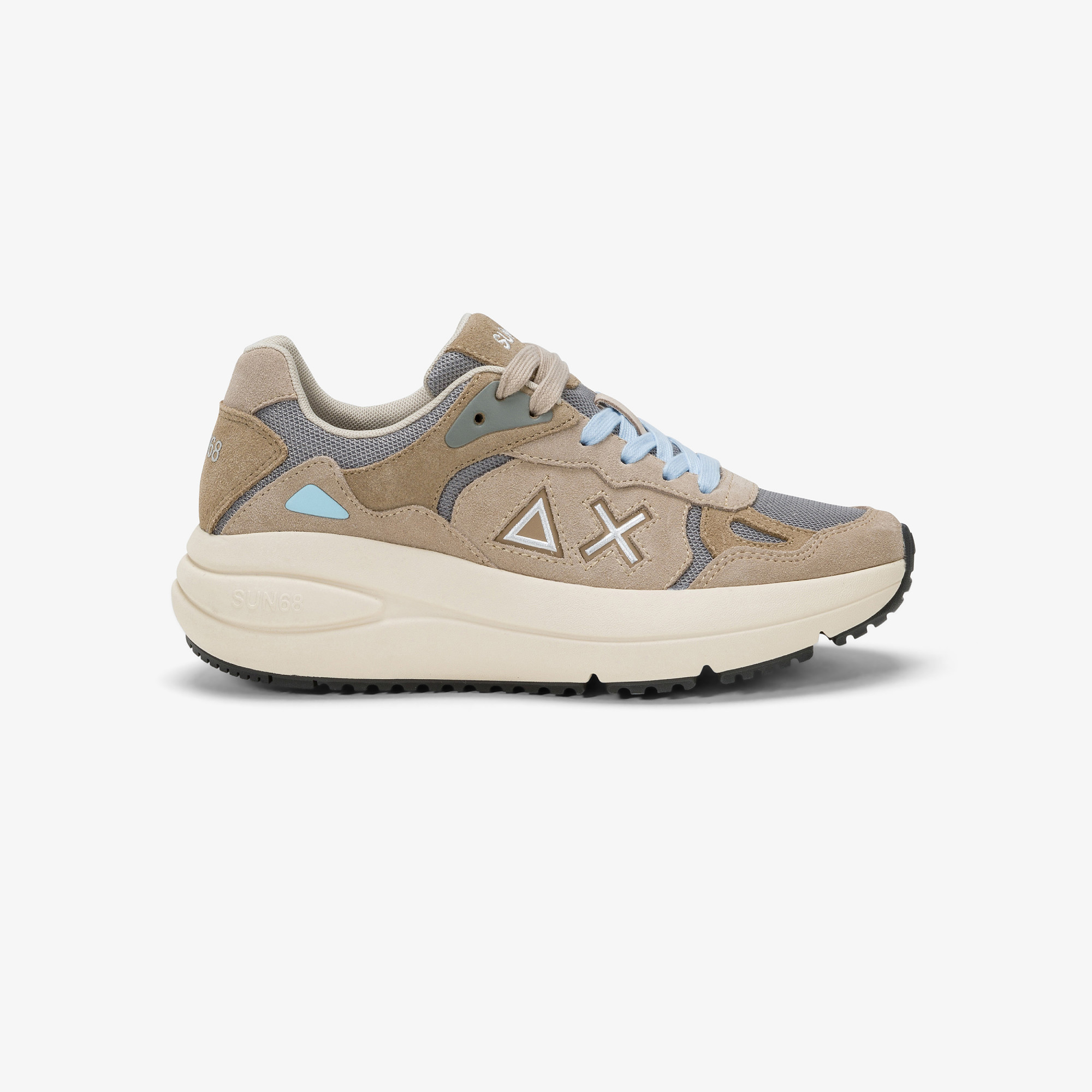 Venus suede and mesh sneaker BEIGE