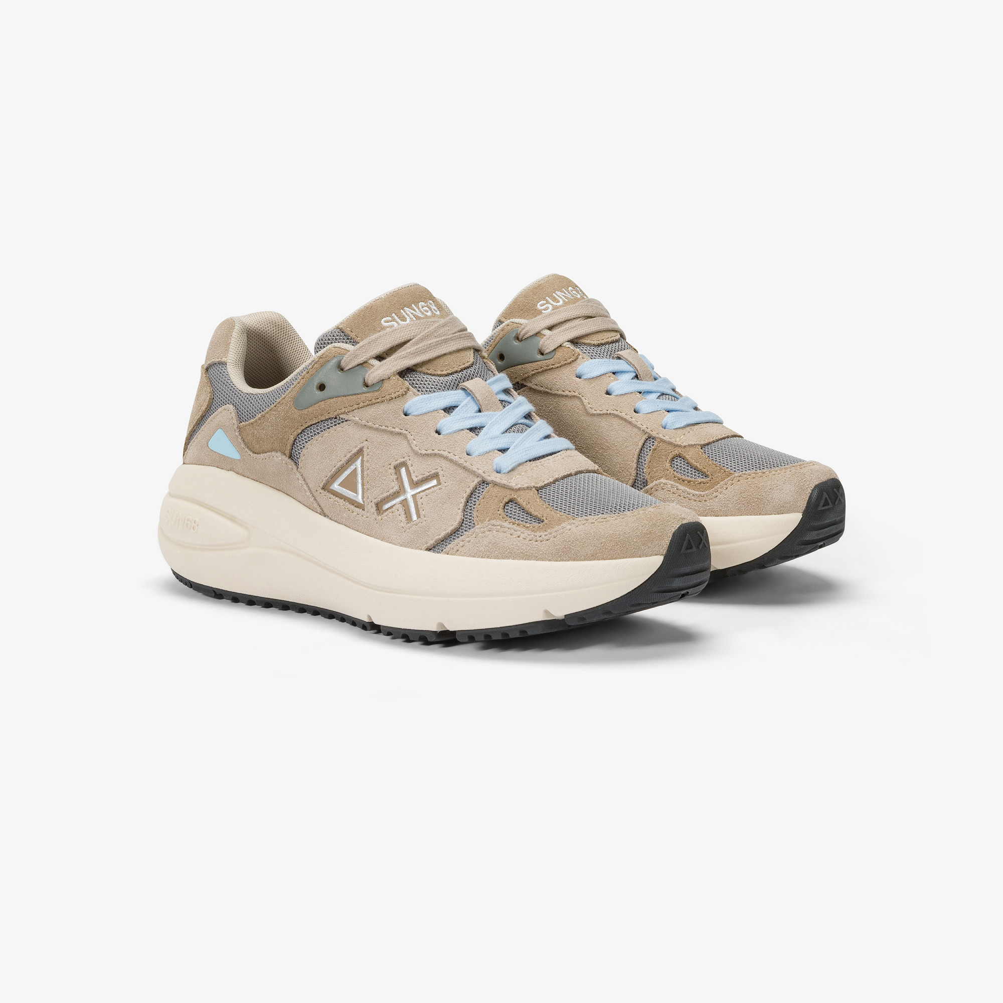 Venus suede and mesh sneaker BEIGE