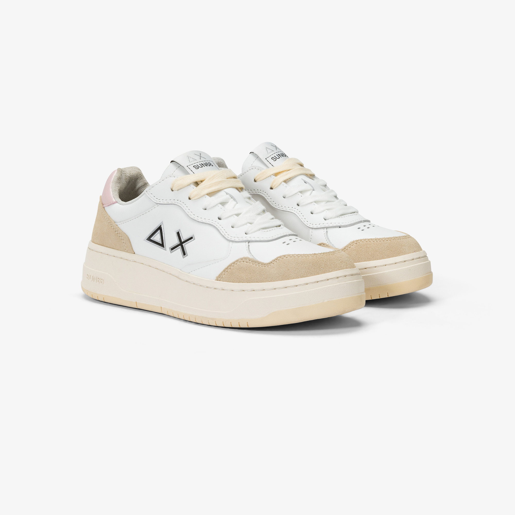 Basket Love Lady leather and suede sneaker BIANCO/BIANCO PANNA