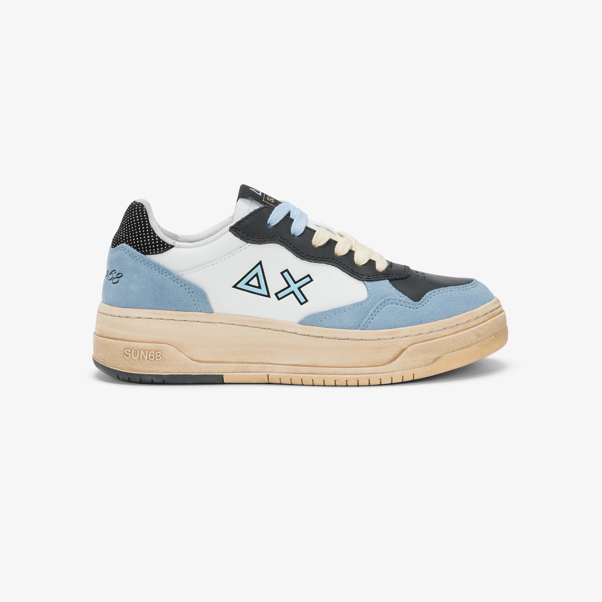 Sneaker Basket Love Lady in pelle e suede BIANCO/SKY BLUE