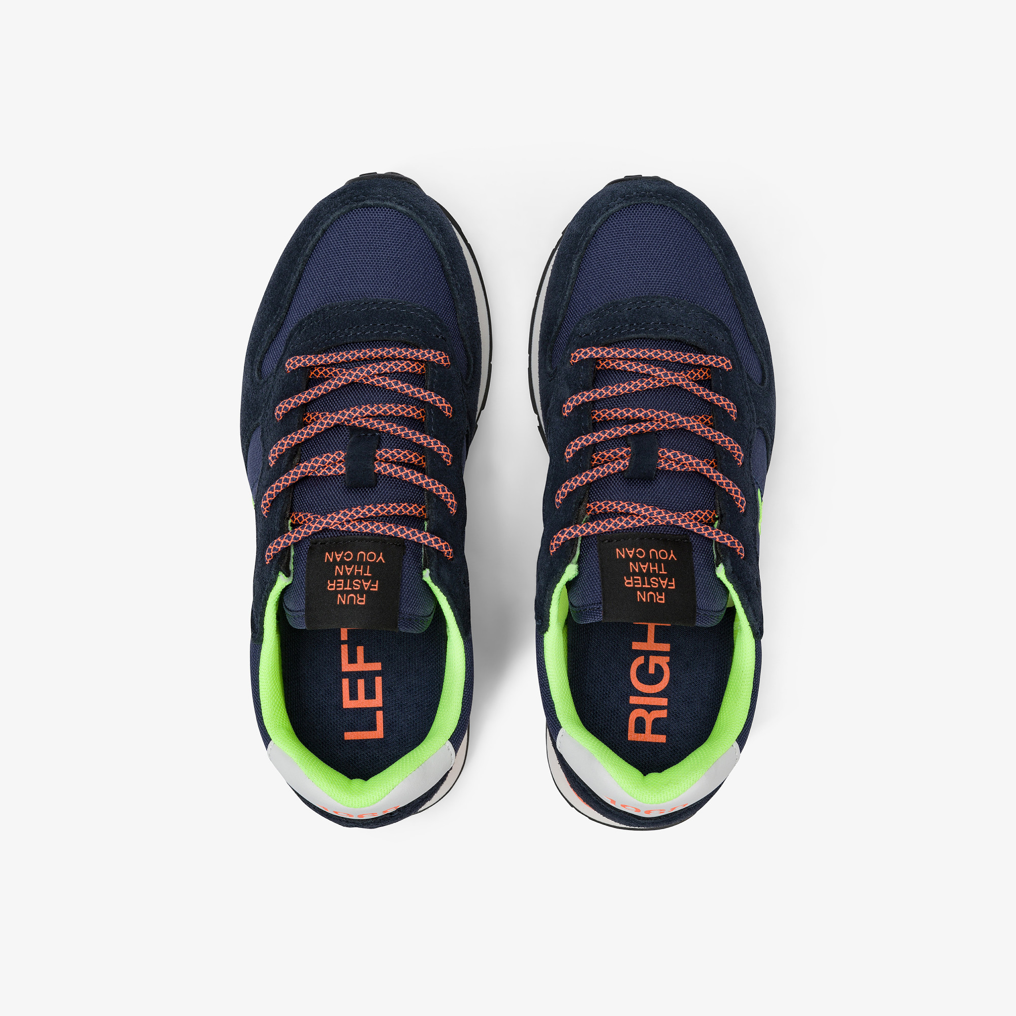 Boys’ Tom Fluo nylon and suede sneaker NAVY BLUE