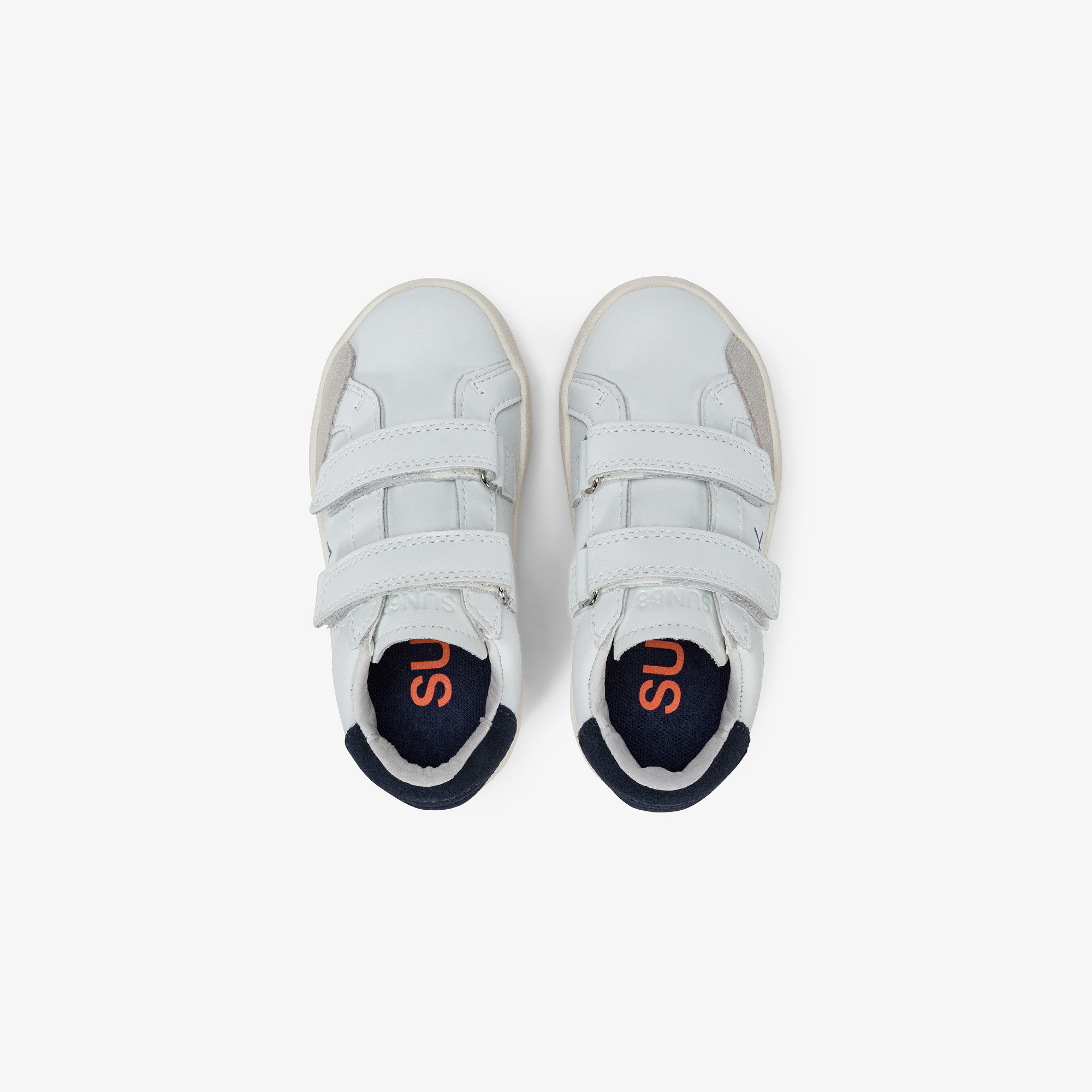 Sneaker Boy's Street in pelle BIANCO/NAVY BLUE