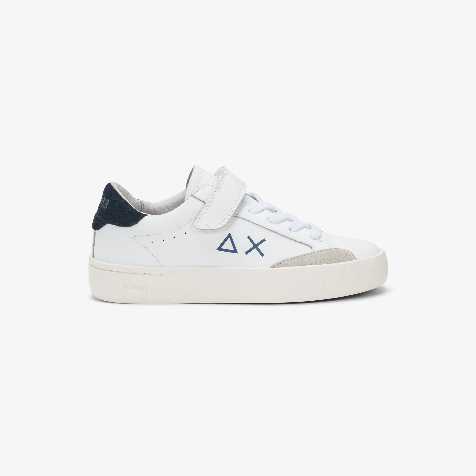 Sneaker Boy's Street in pelle BIANCO/NAVY BLUE