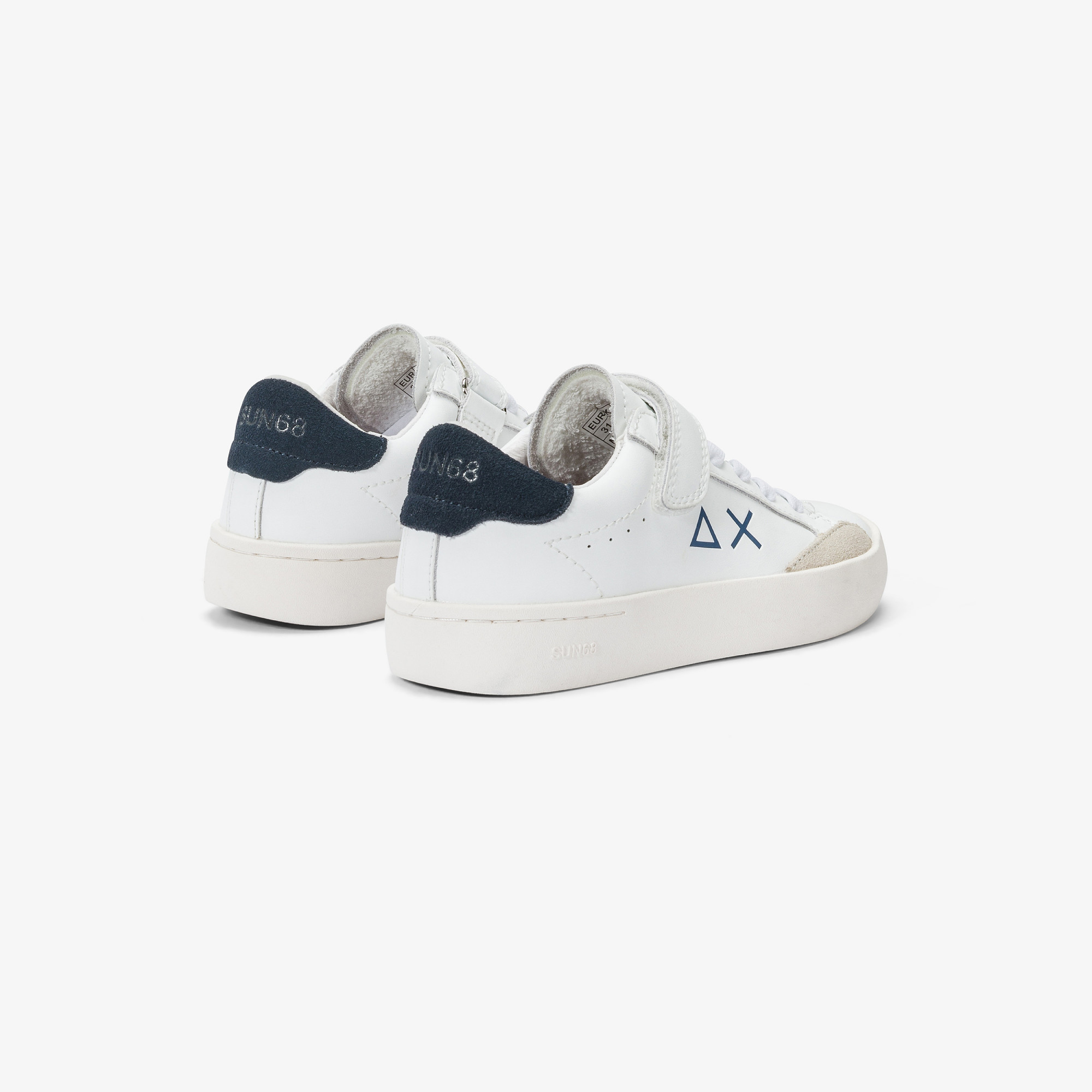 Sneaker Boy's Street in pelle BIANCO/NAVY BLUE