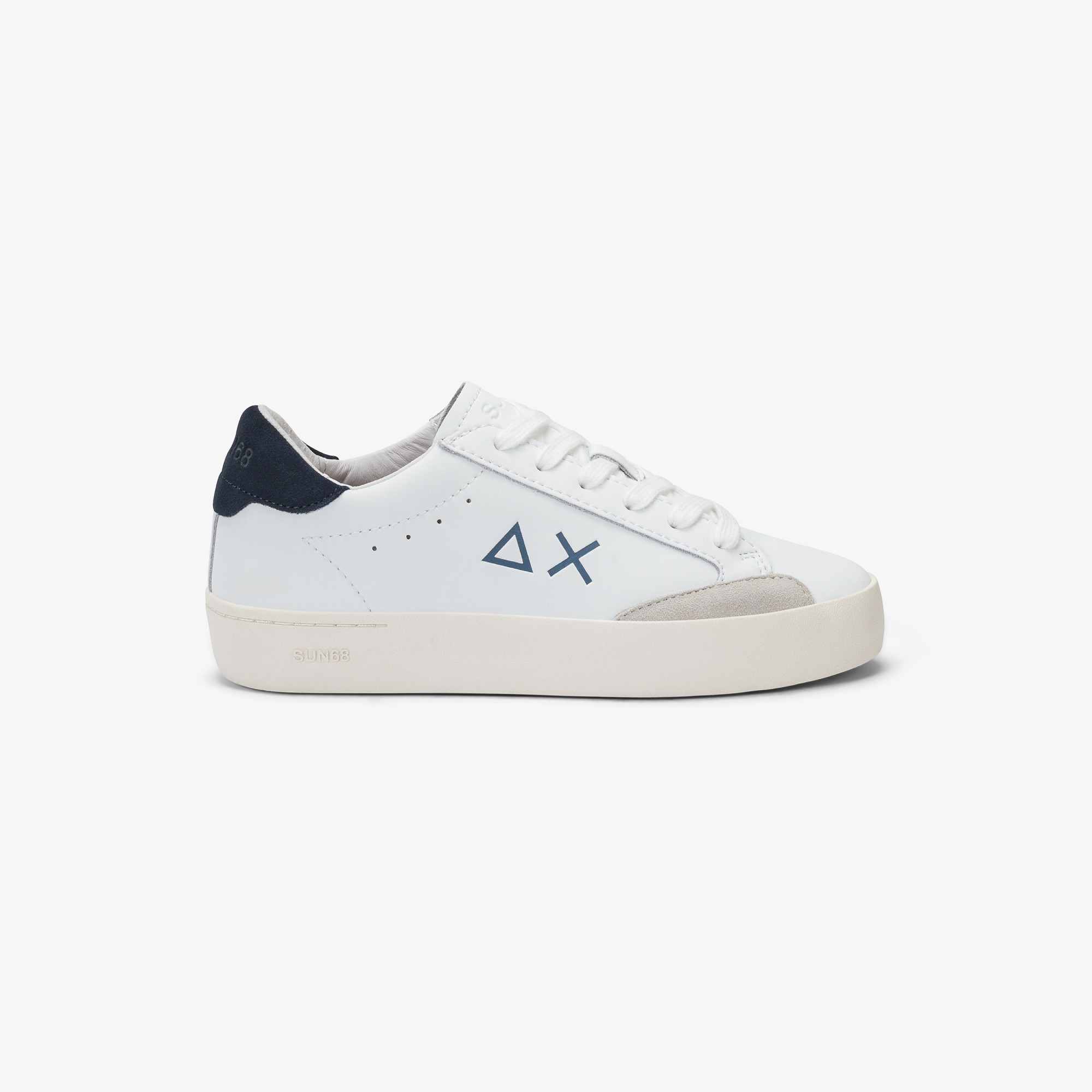 Sneaker Boy's Street in pelle BIANCO/NAVY BLUE