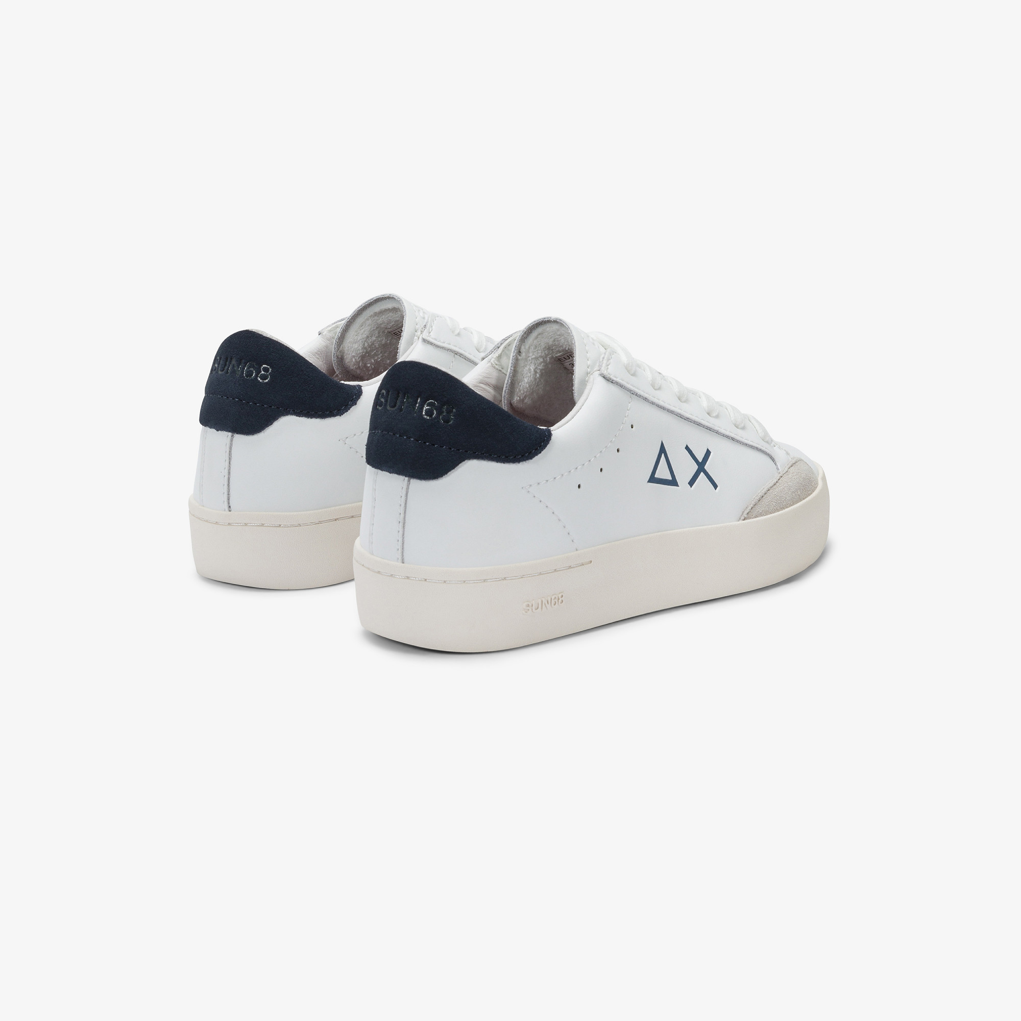 Sneaker Boy's Street in pelle BIANCO/NAVY BLUE