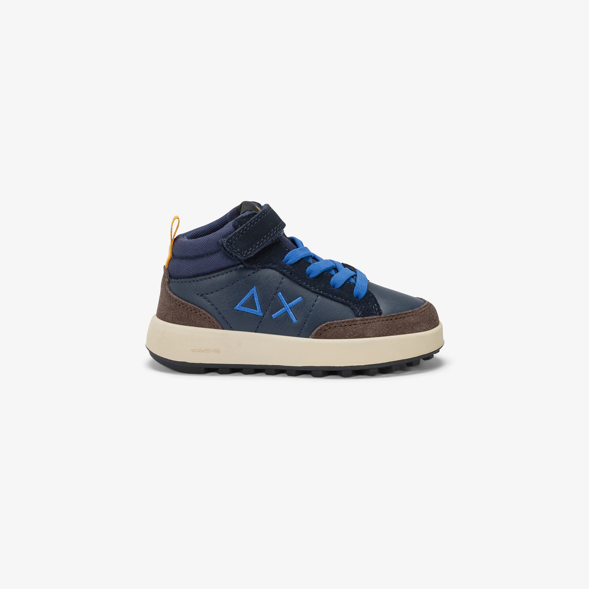Sneaker Boy's Genius mid top in pelle e nylon NAVY BLUE