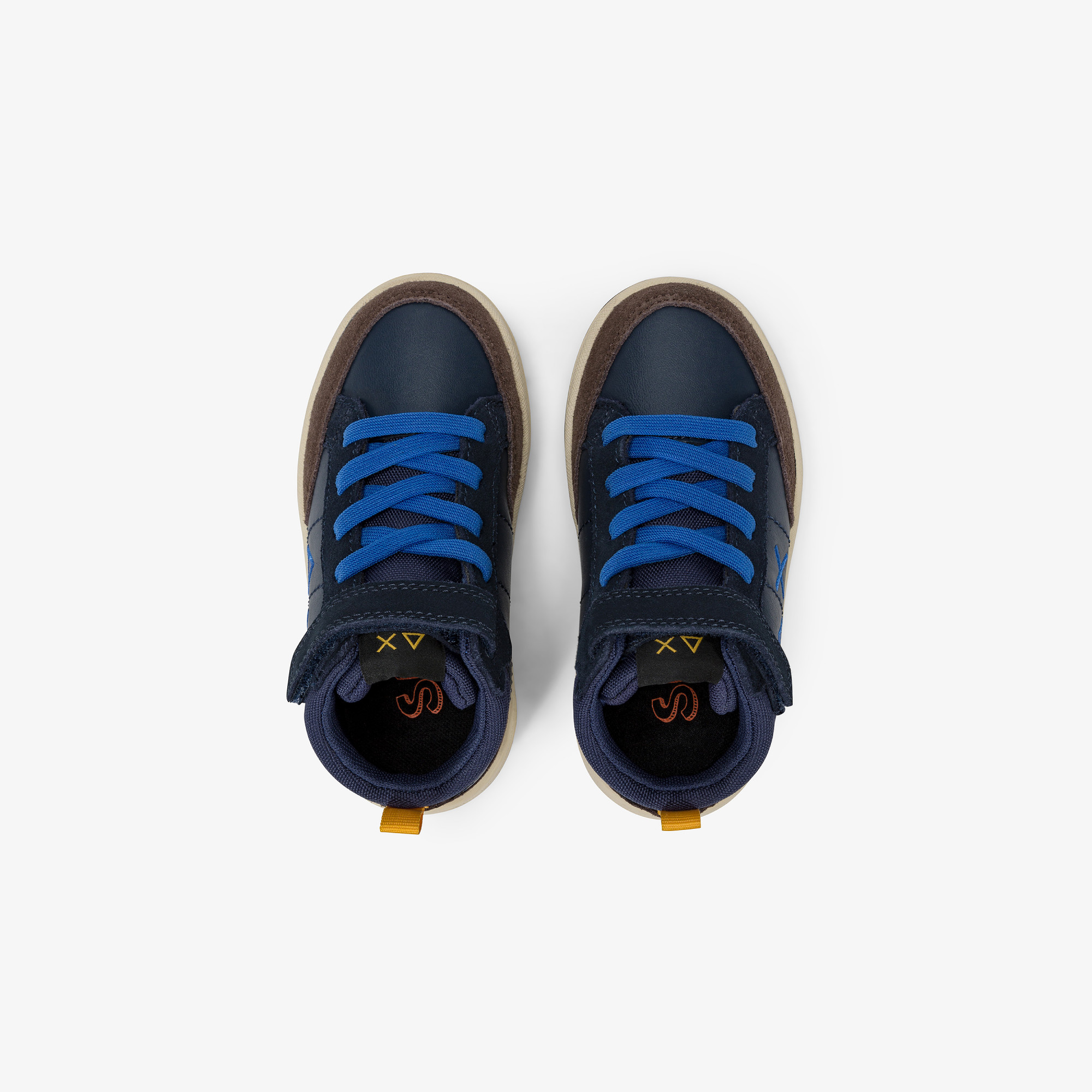 Sneaker Boy's Genius mid top in pelle e nylon NAVY BLUE