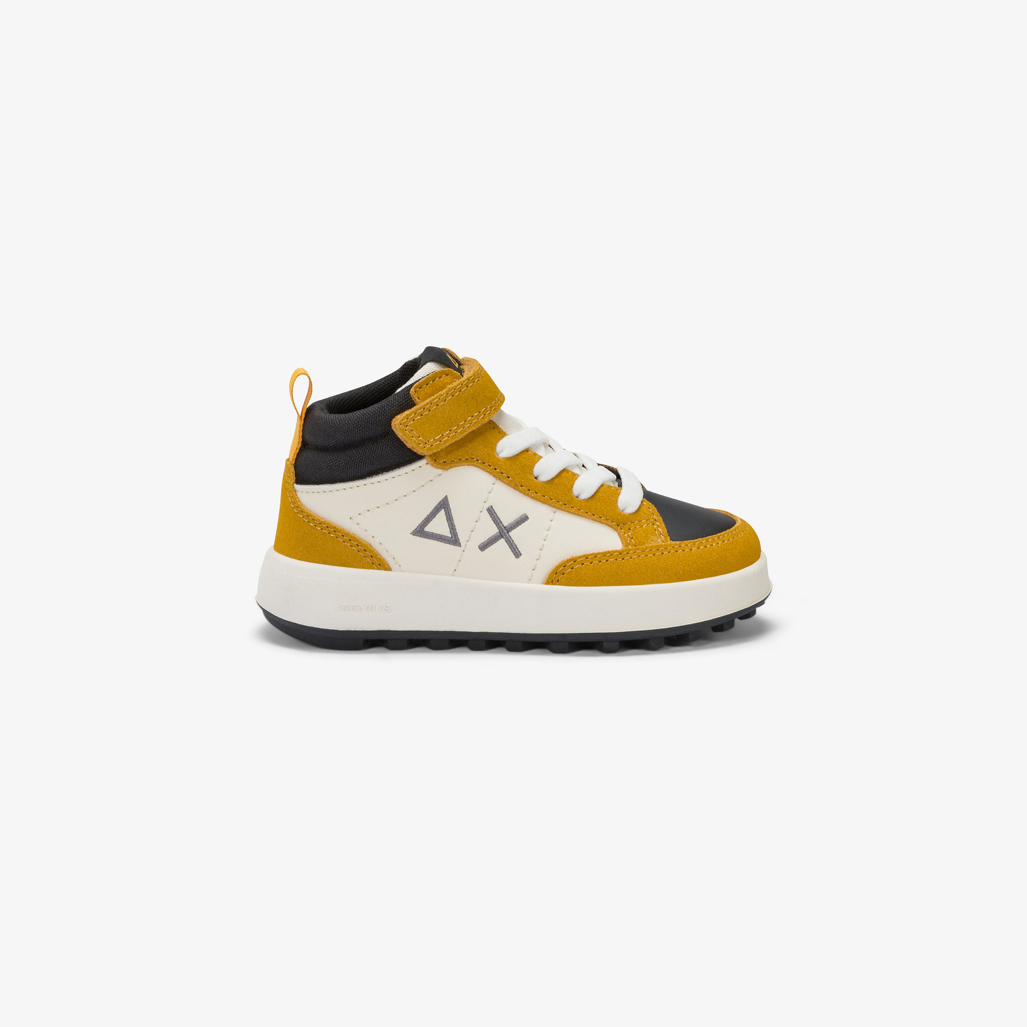 Boys’ Genius leather and nylon mid-top sneaker YELLOW