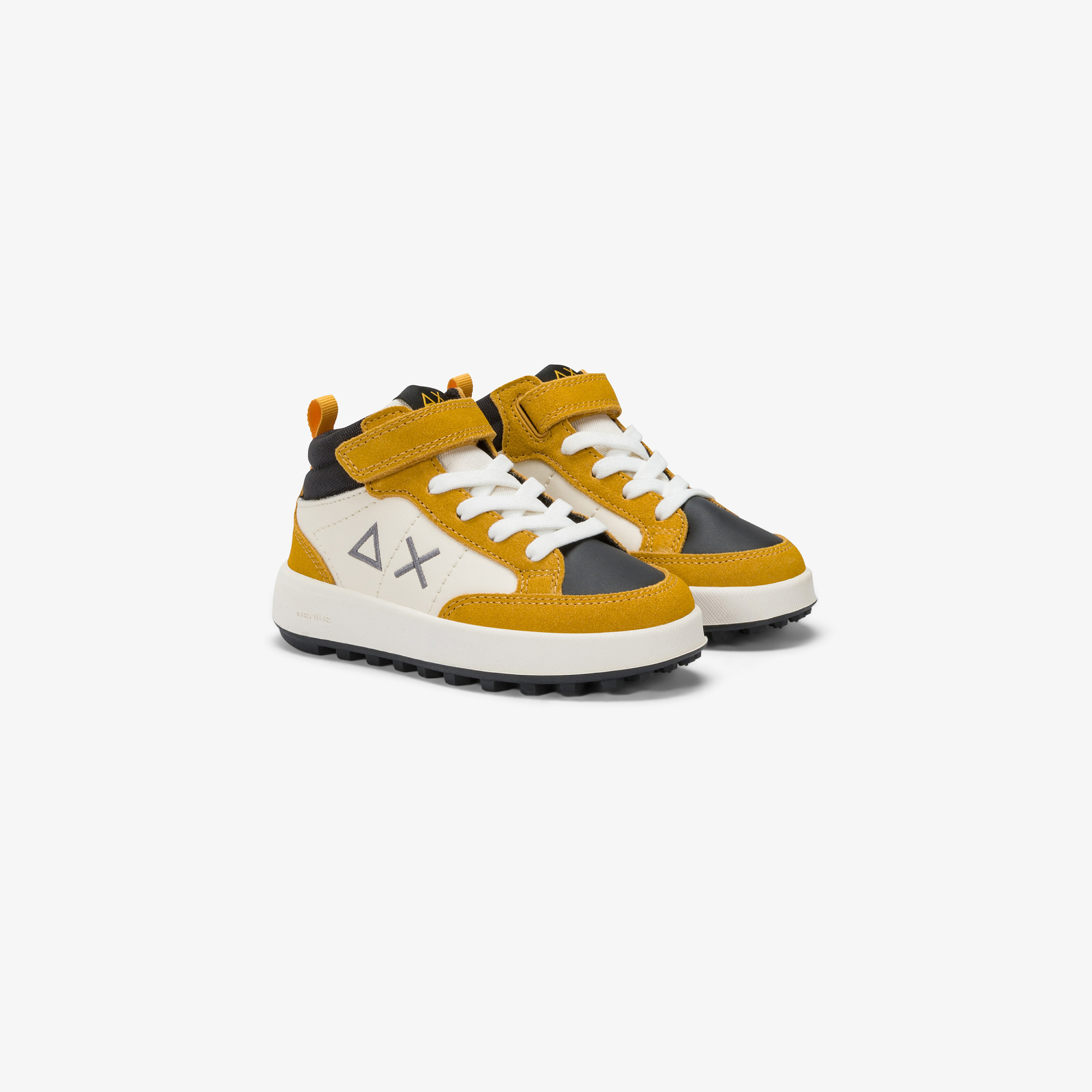 Sneaker Boy's Genius mid top in pelle e nylon GIALLO