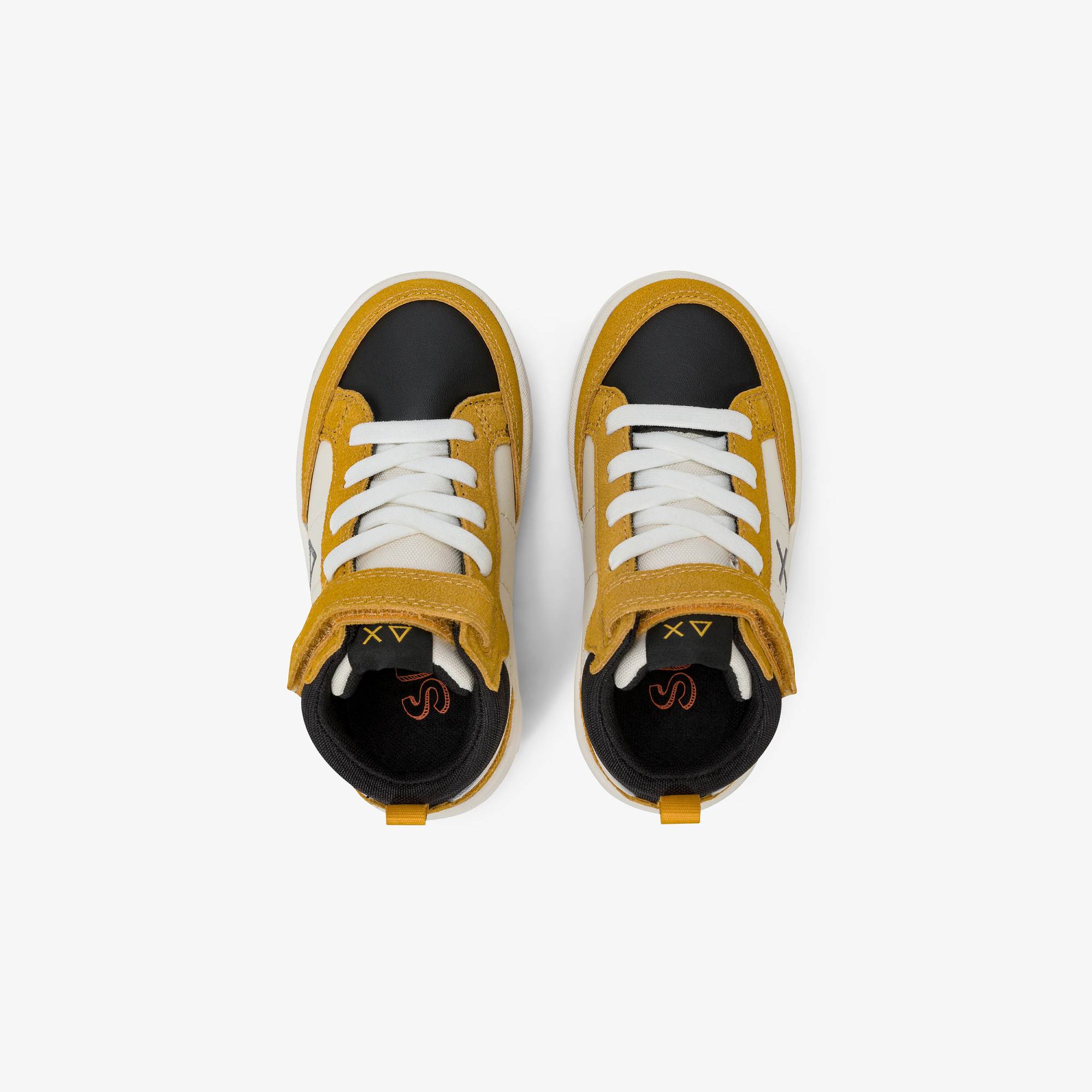 Boys’ Genius leather and nylon mid-top sneaker YELLOW