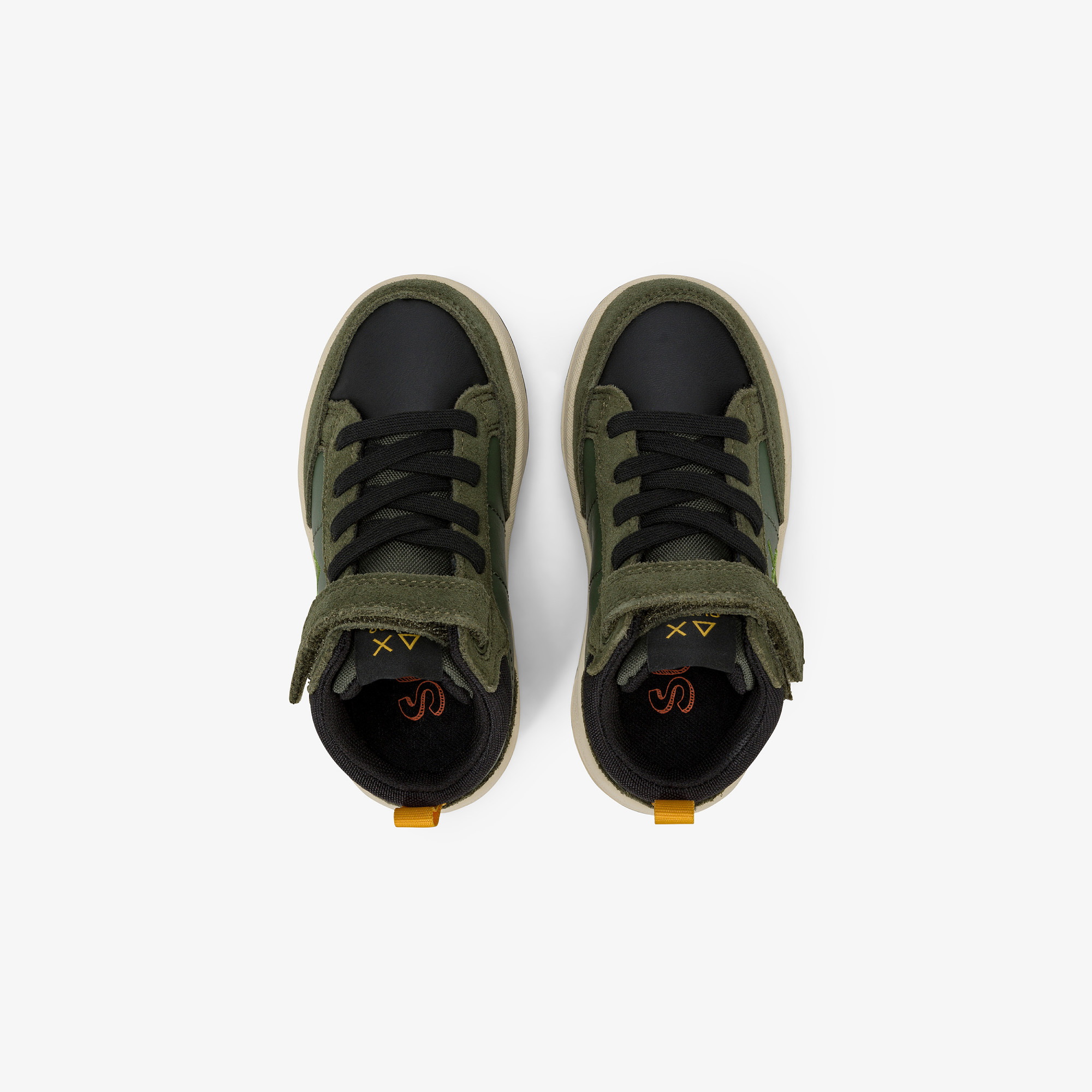 Boys’ Genius leather and nylon mid-top sneaker DARK MILITARY