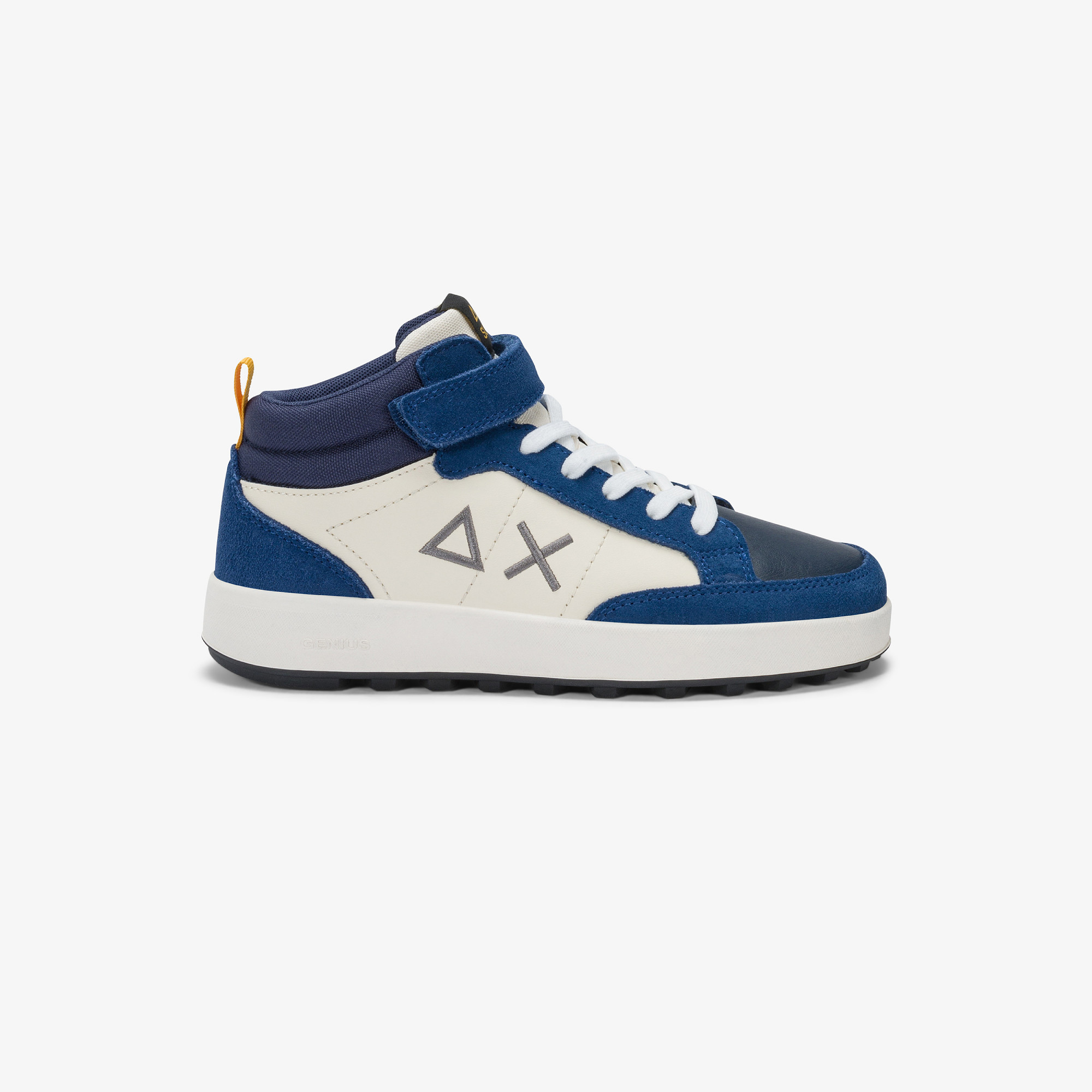 Boys’ Genius leather and nylon mid-top sneaker ROYAL