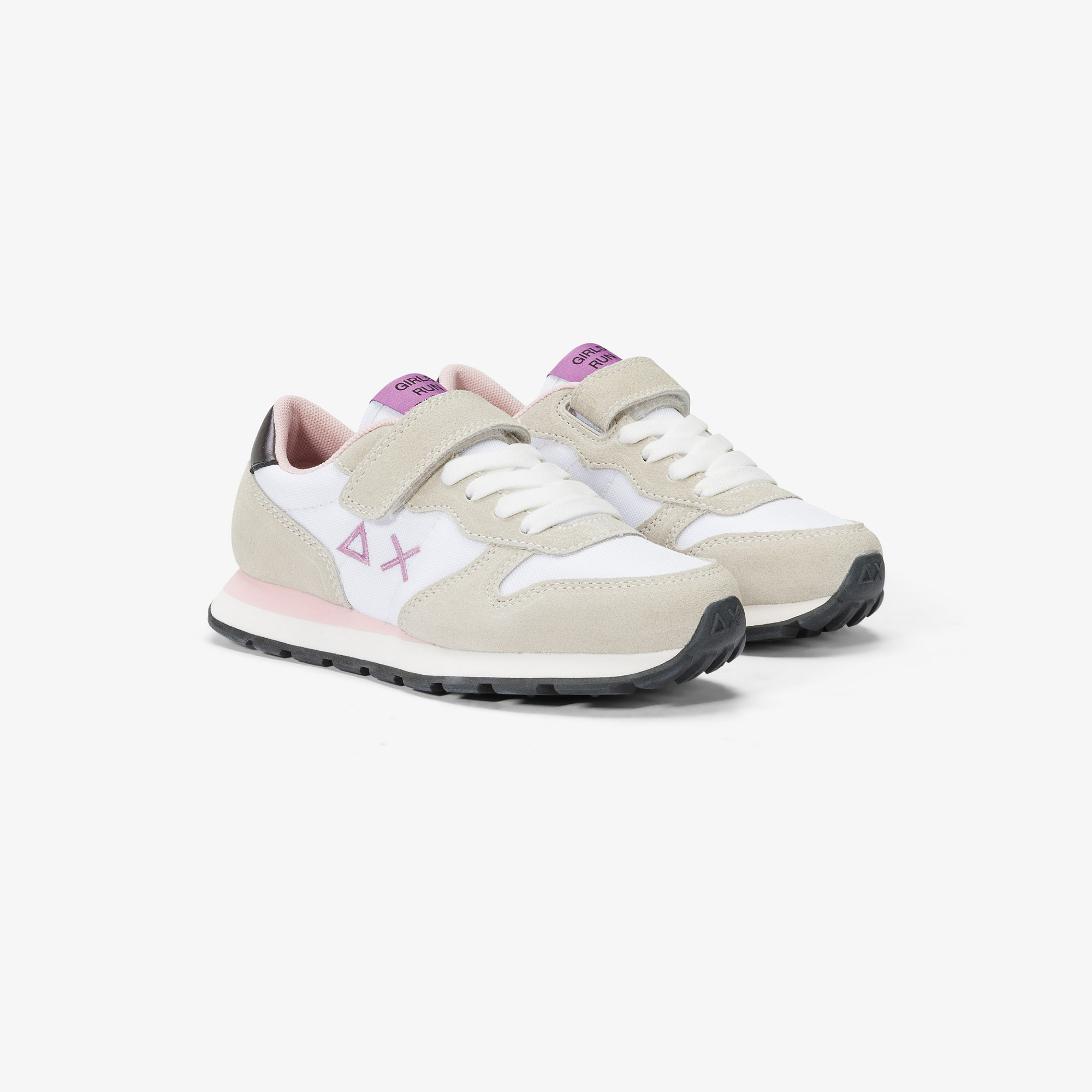 Girls’ Ally nylon and suede sneaker WHITE