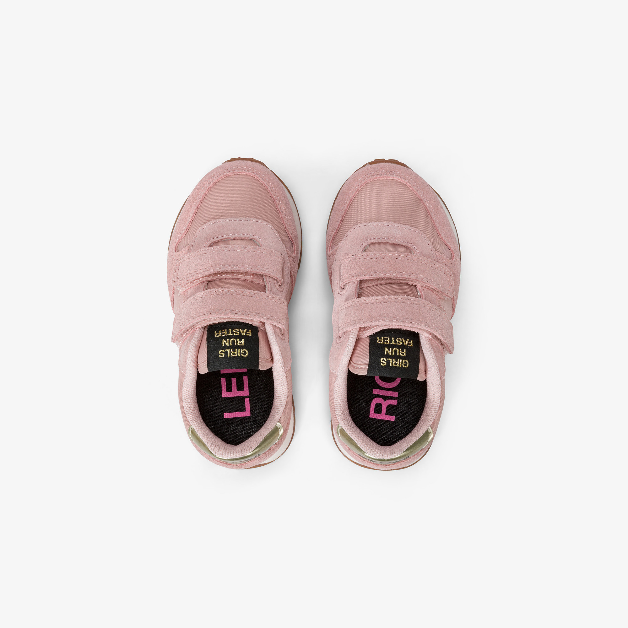Girls’ Ally Gold nylon and suede sneaker PINK