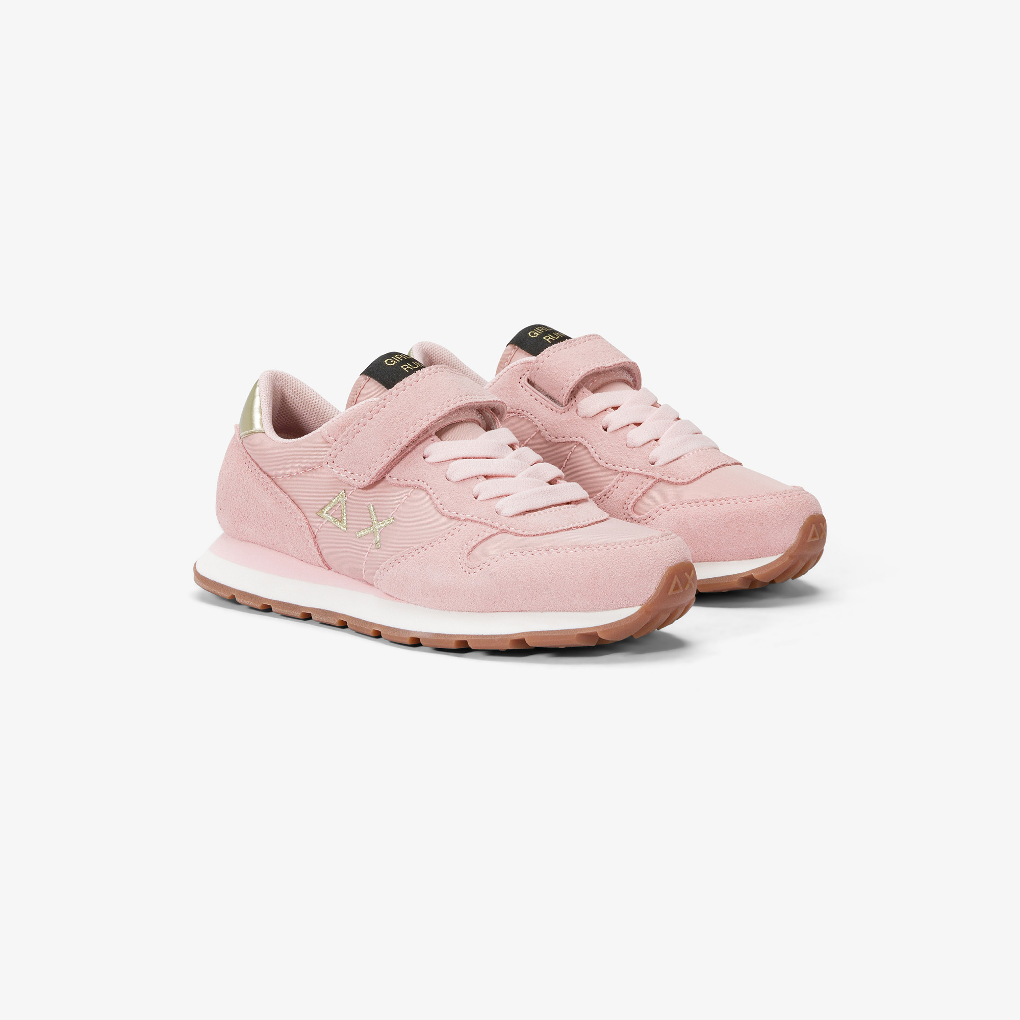 Girls’ Ally Gold nylon and suede sneaker PINK