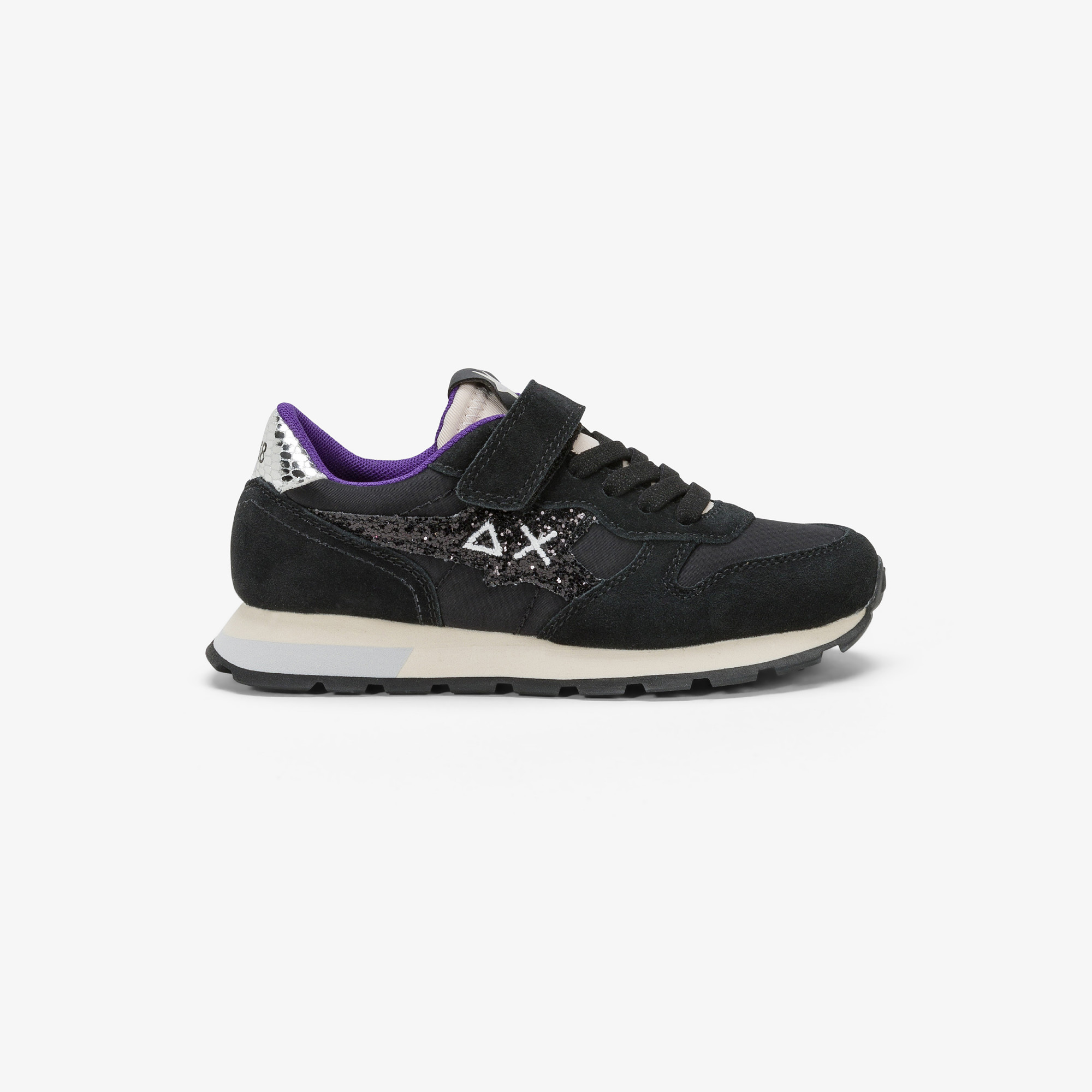 Girls’ Stargirl Glitter nylon and suede sneaker BLACK