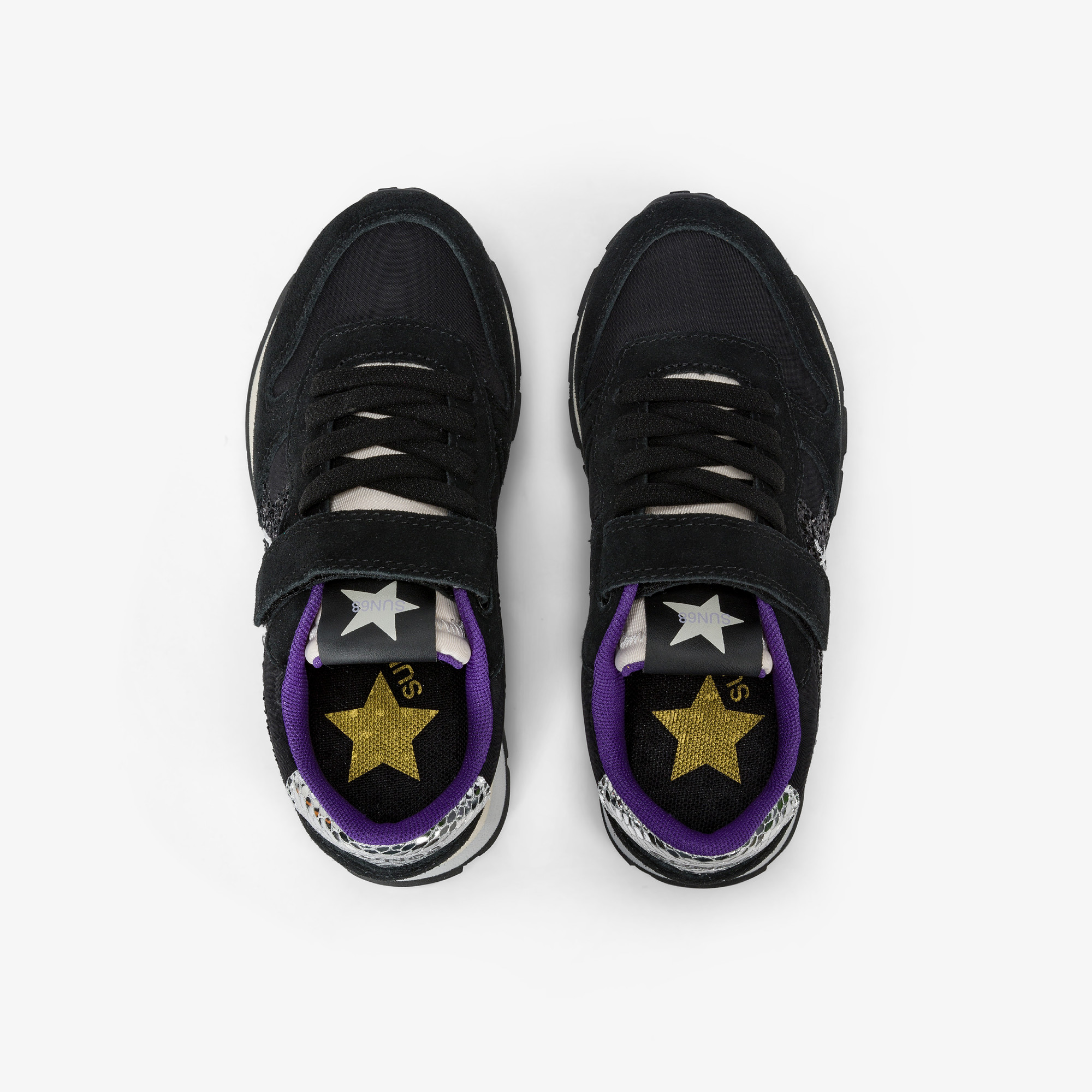 Girls’ Stargirl Glitter nylon and suede sneaker BLACK