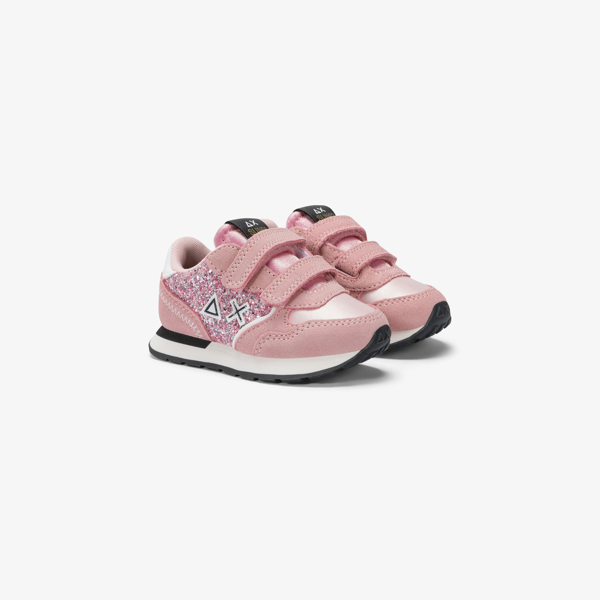 Girls’ Big Ally Glitter leather and suede sneaker PINK