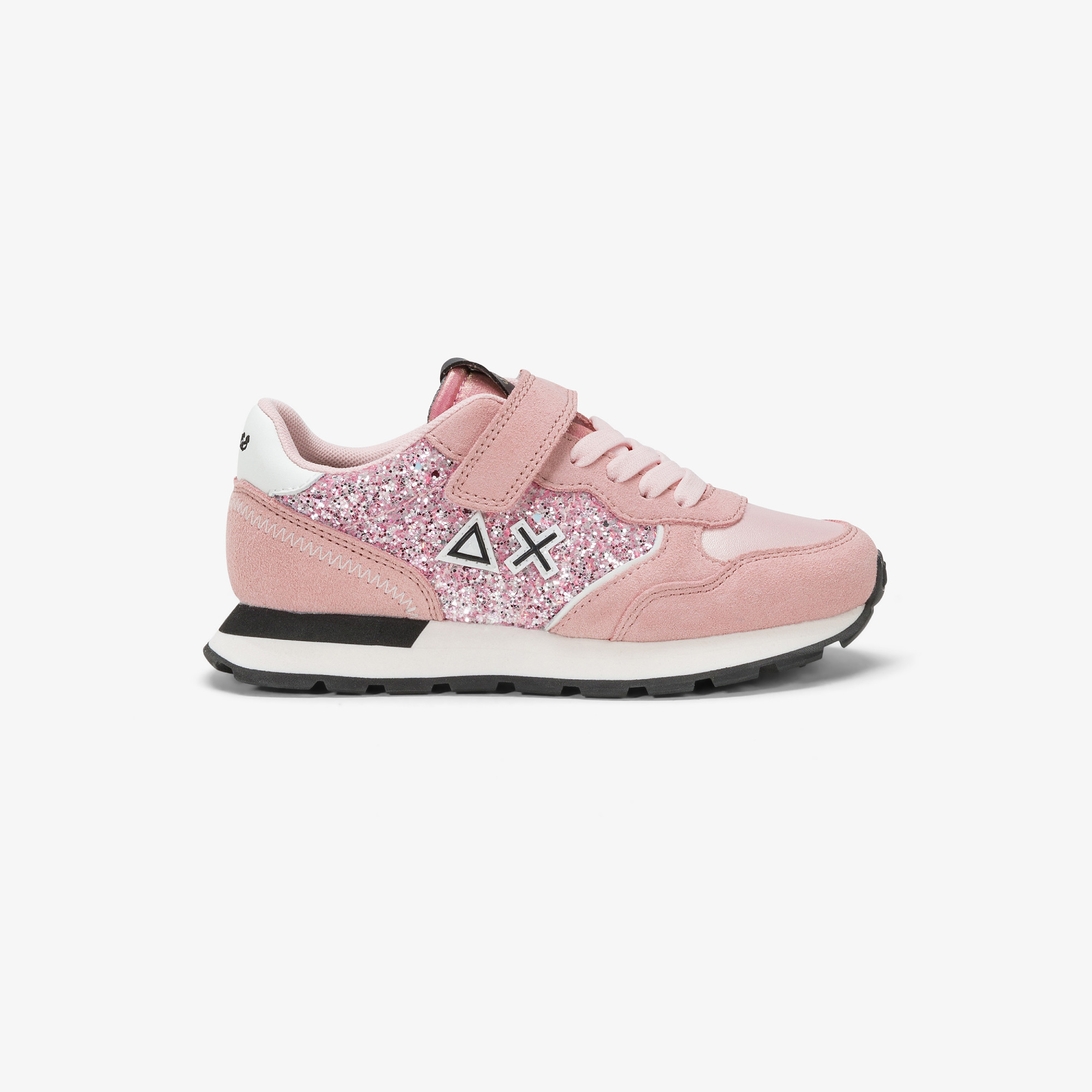 Sneaker Girl's Big Ally Glitter in pelle e suede ROSA