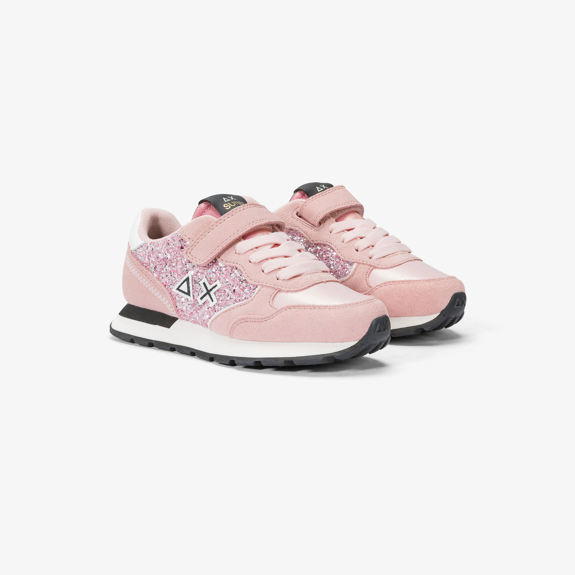 Sneaker Girl's Big Ally Glitter in pelle e suede ROSA
