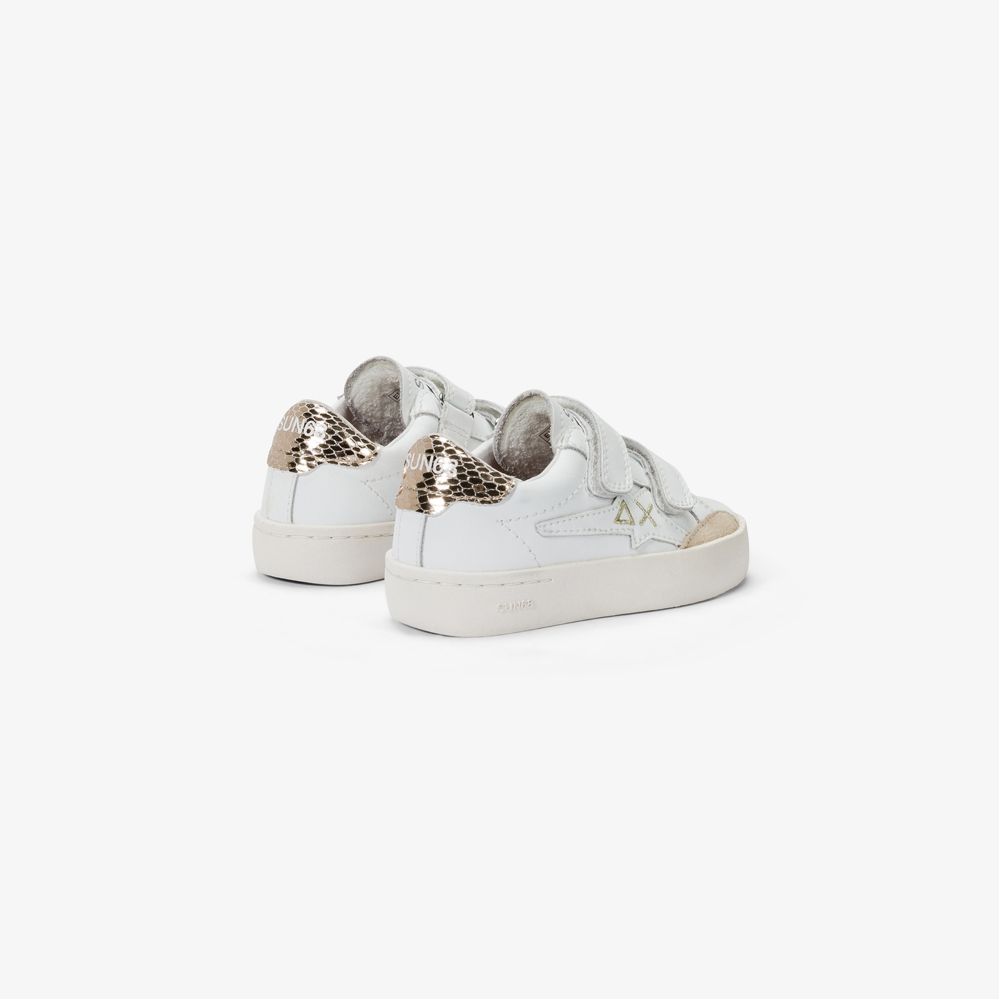 Sneaker Girl's Katy in pelle BIANCO/ORO