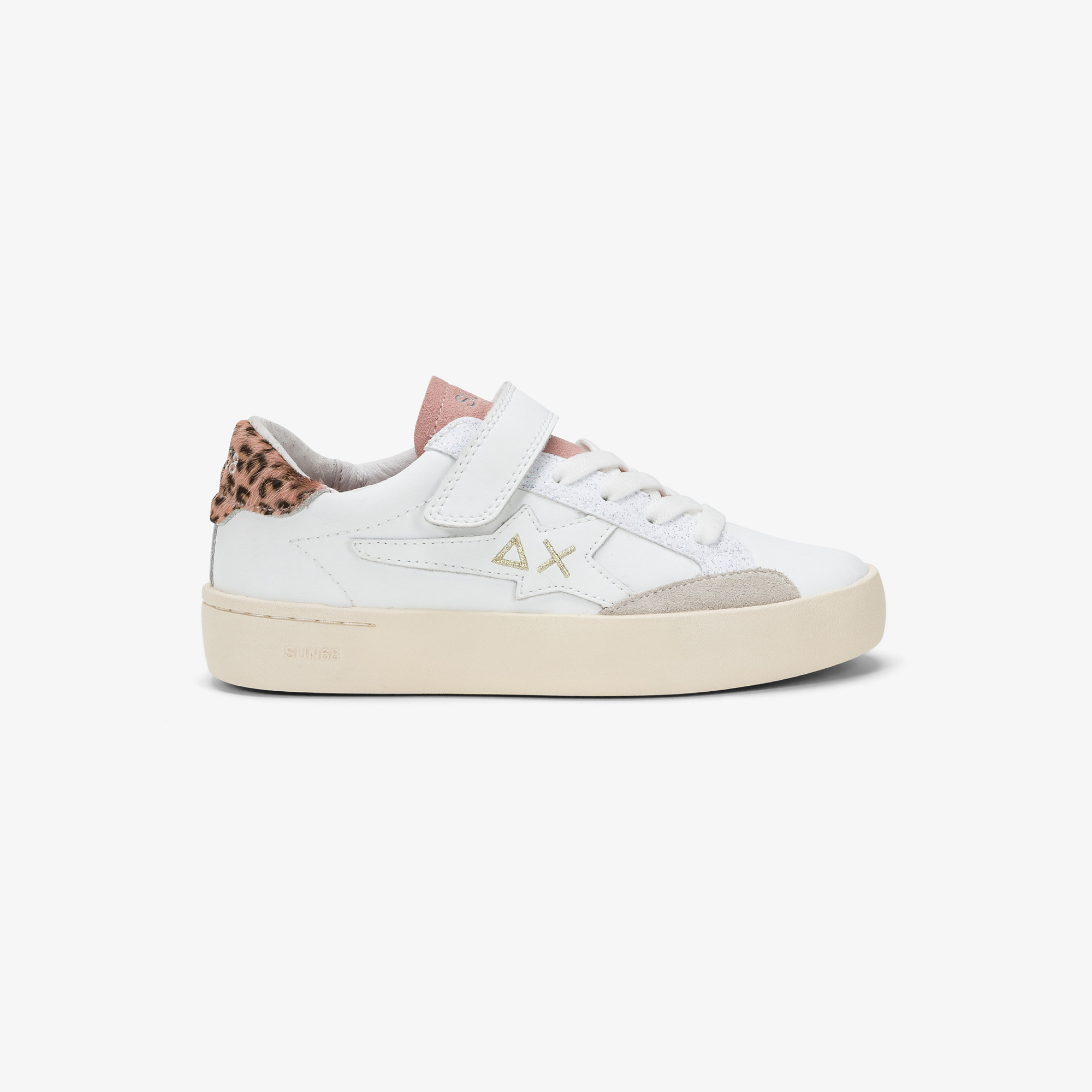 Sneaker Girl's Katy in pelle BIANCO/ROSA