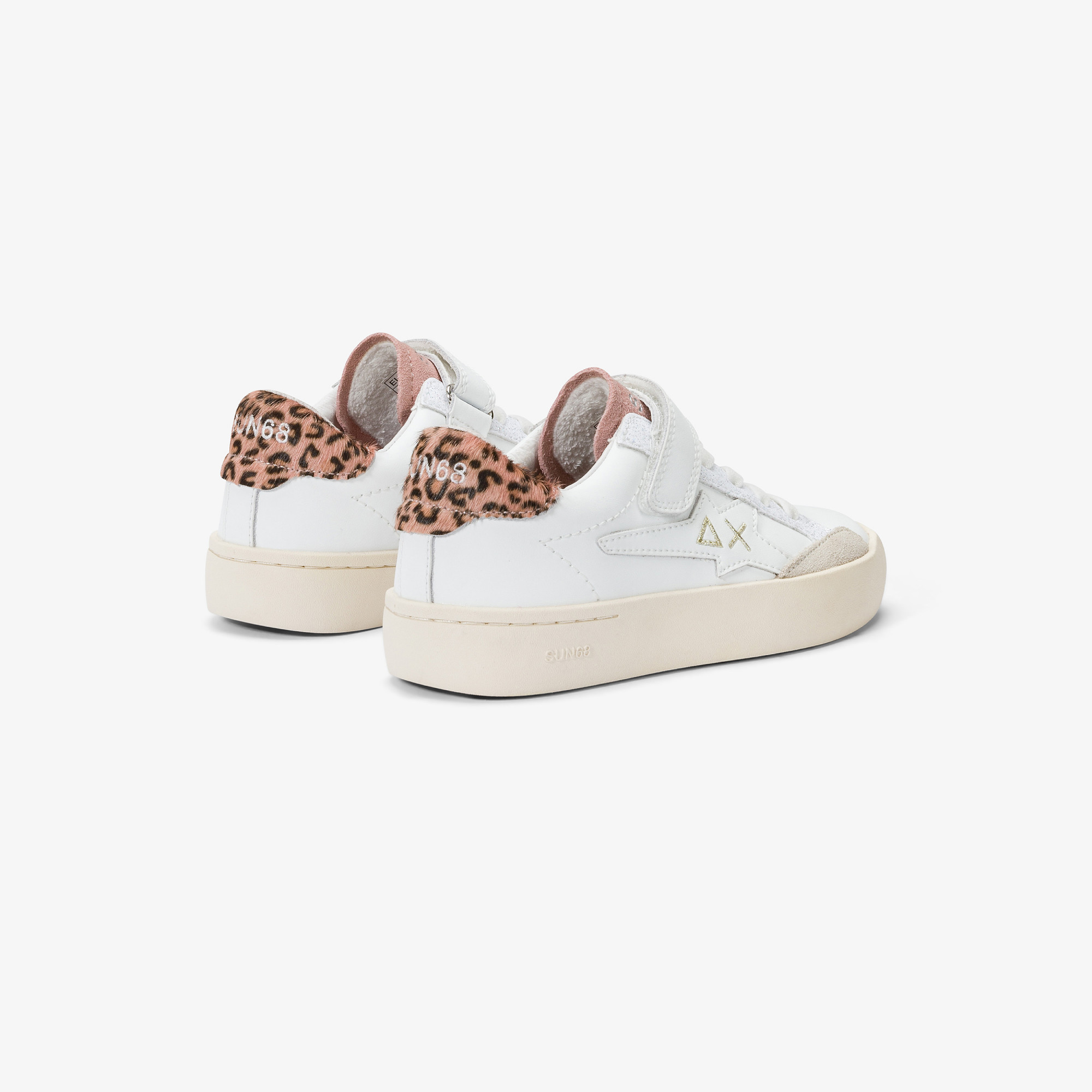 Sneaker Girl's Katy in pelle BIANCO/ROSA