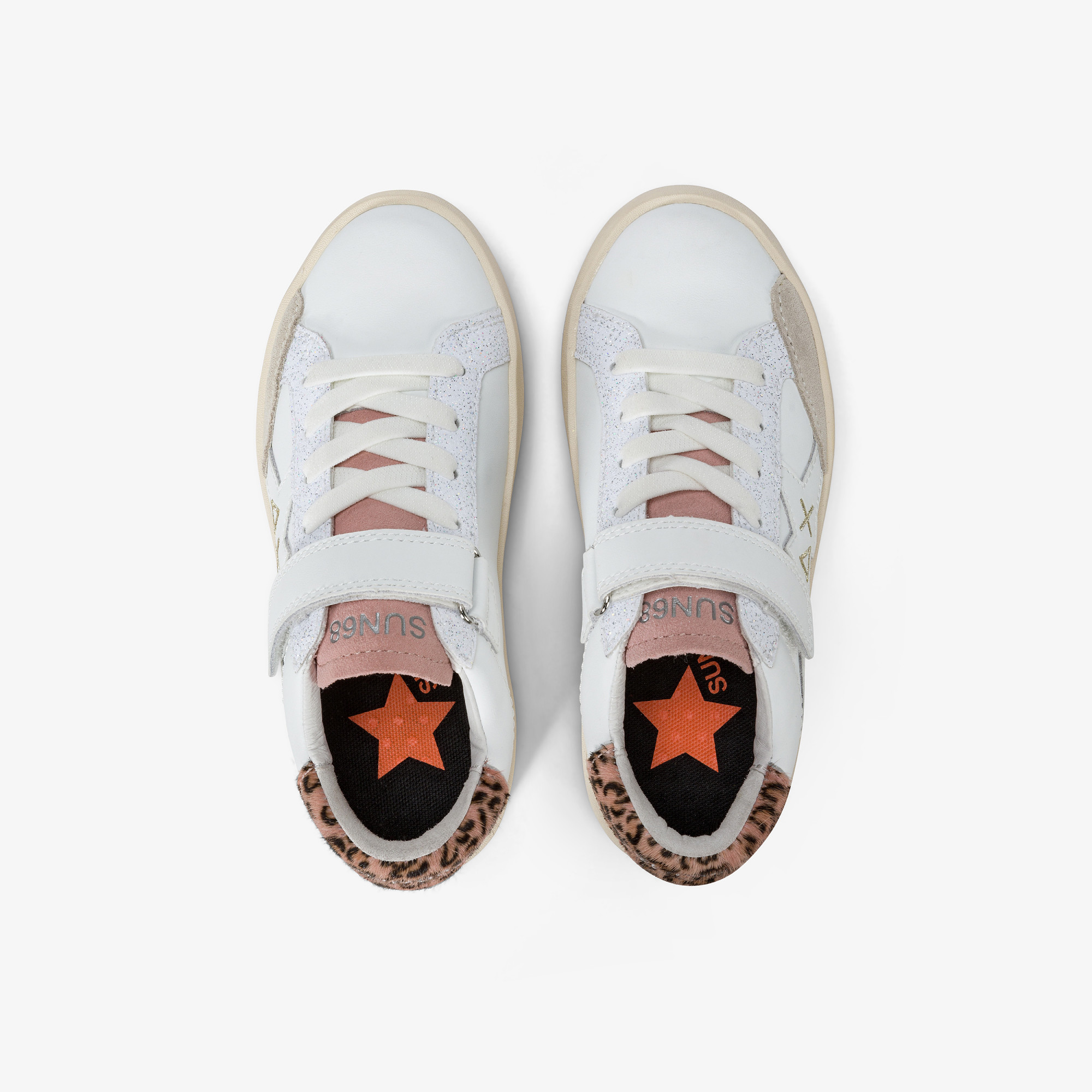 Girls’ Katy leather sneaker WHITE/PINK