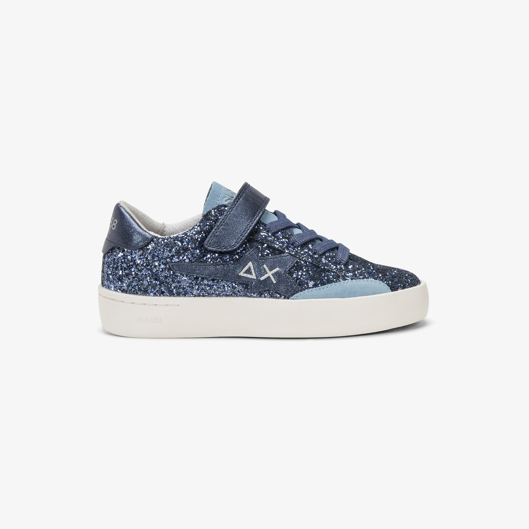 Girls’ Katy Glitter leather and suede sneaker NAVY BLUE