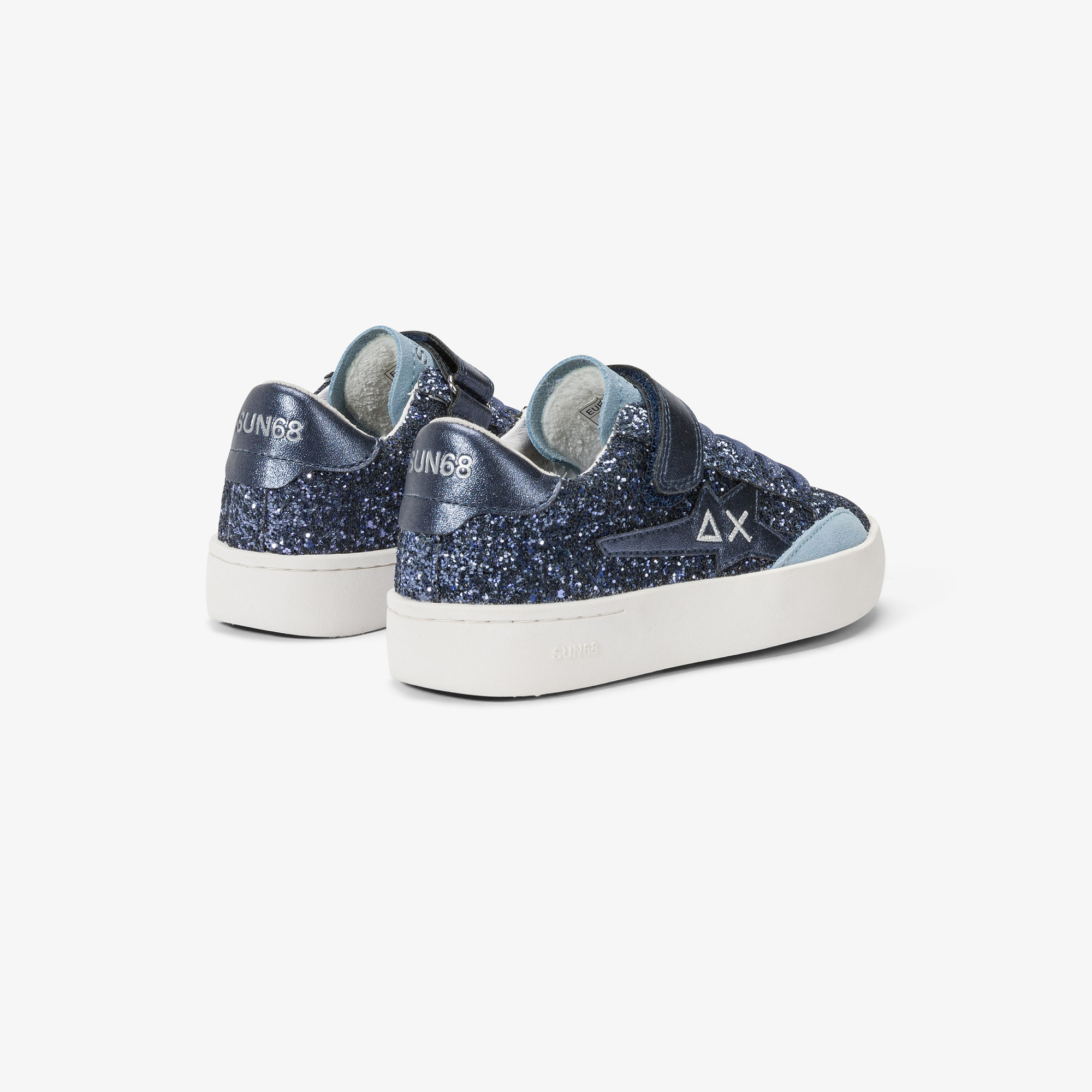 Girls’ Katy Glitter leather and suede sneaker NAVY BLUE