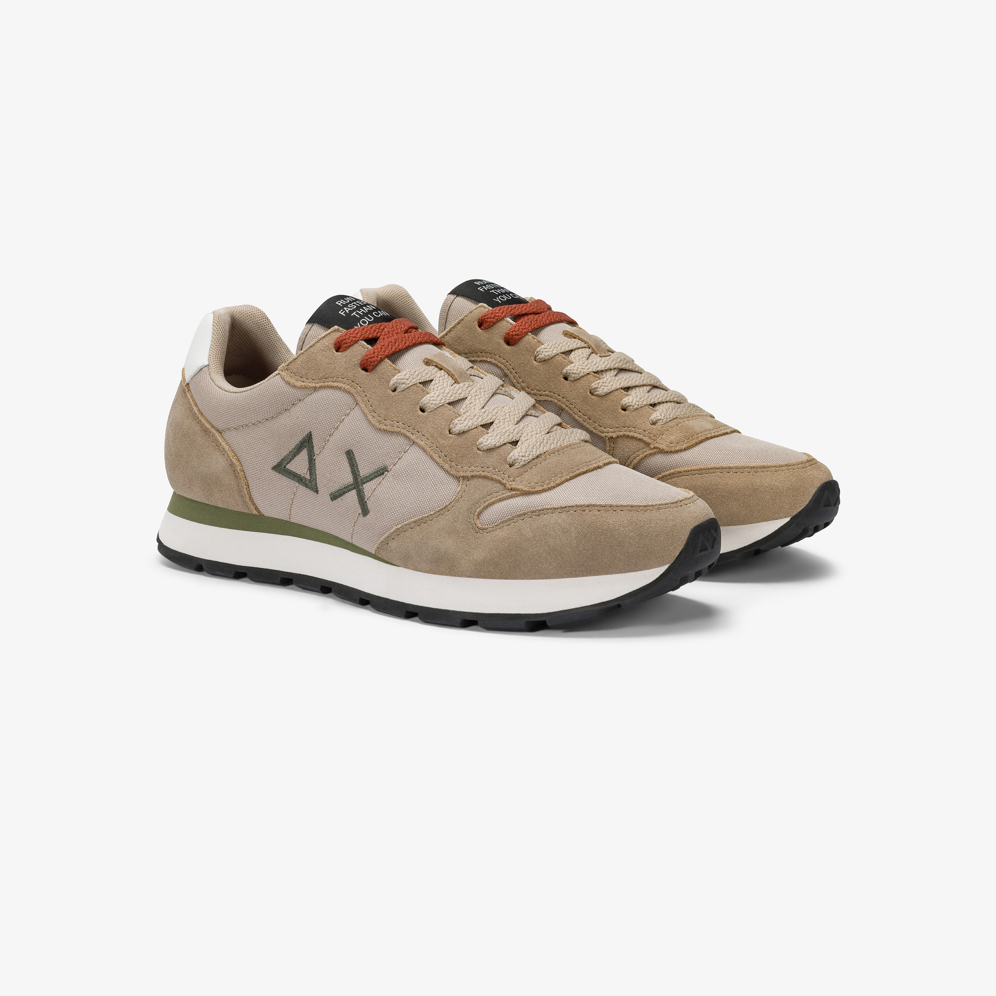 Dark beige Tom nylon and suede sneaker