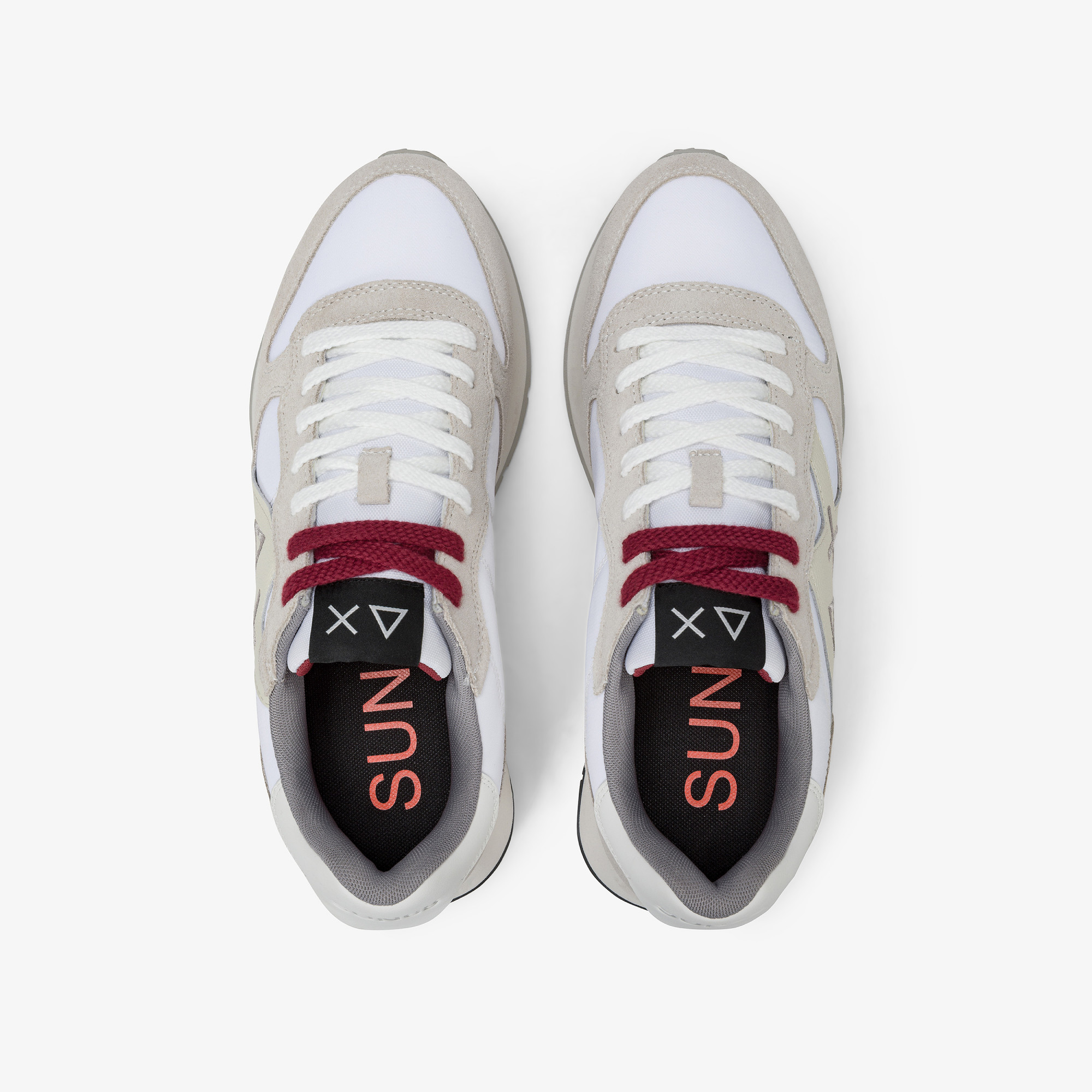 White Jaki Bicolor nylon and suede sneaker