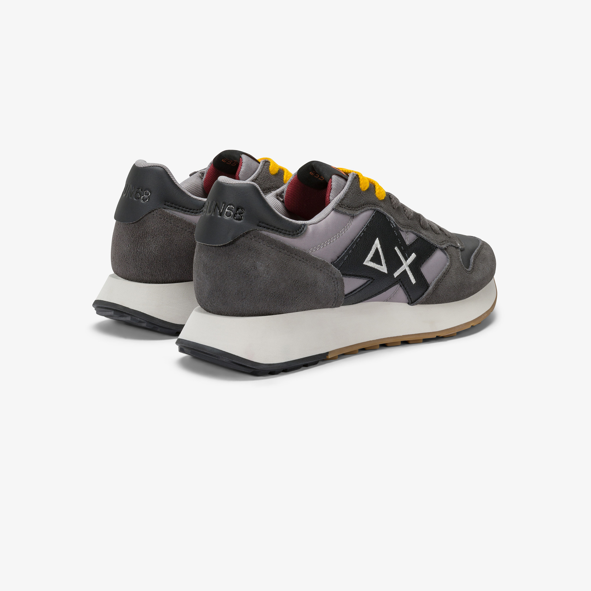 Dark grey Jaki Bicolor nylon and suede sneaker