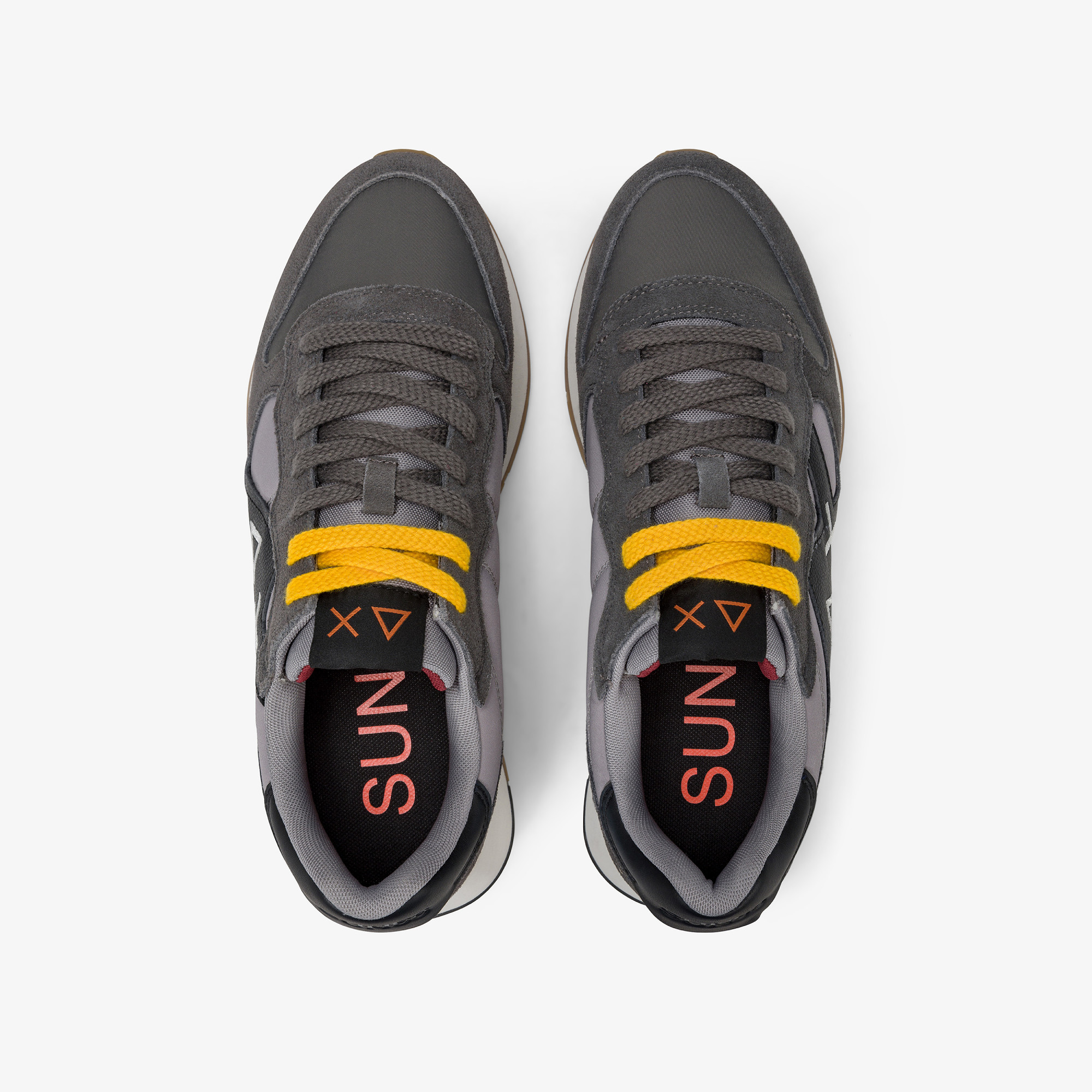 Dark grey Jaki Bicolor nylon and suede sneaker