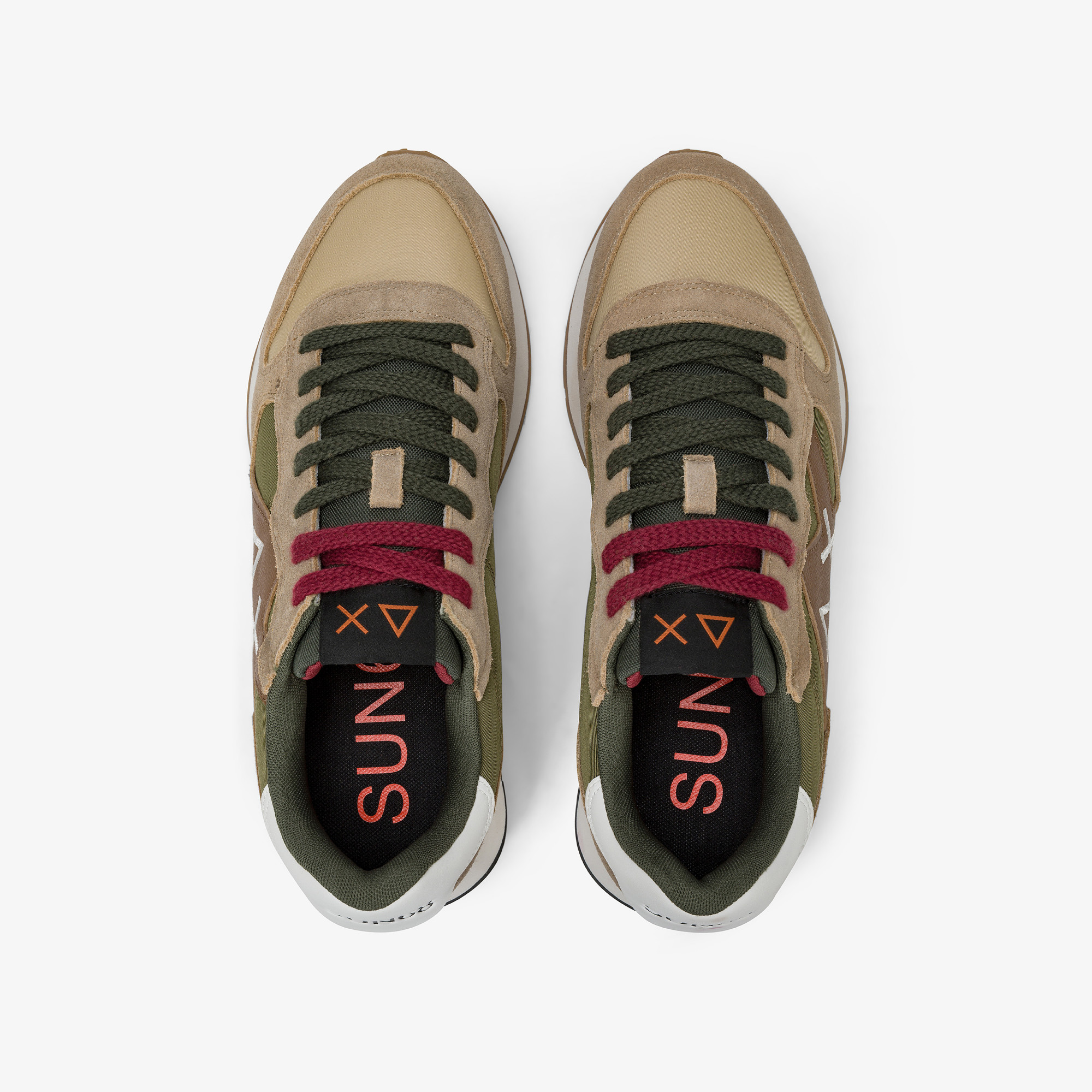 Sneaker Jaki Bicolor in nylon e suede beige scuro