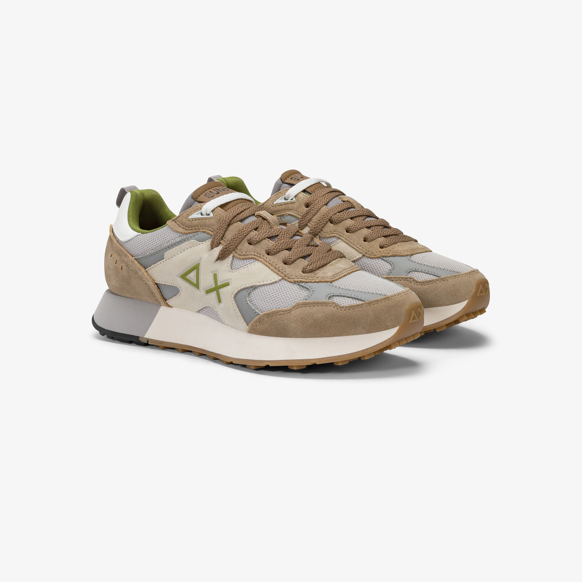 Dark beige Jaki Outdoor mesh and suede sneaker