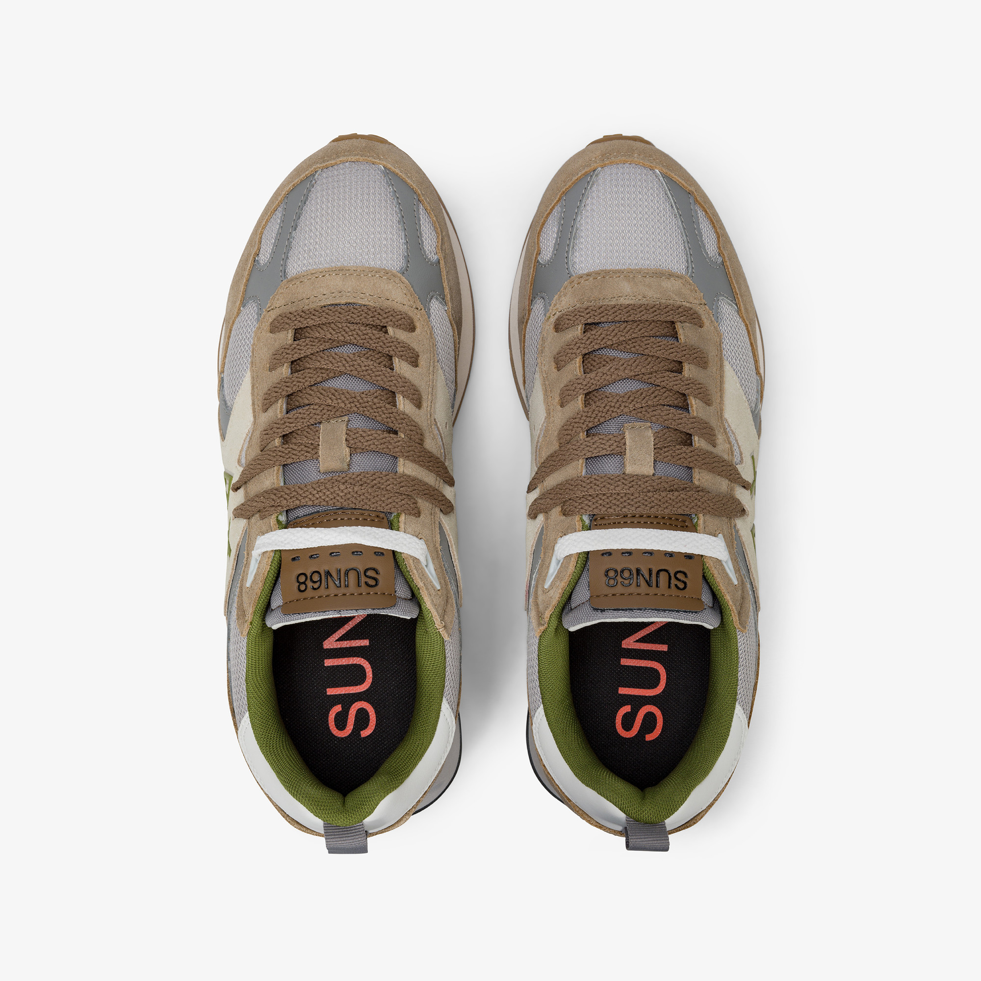 Dark beige Jaki Outdoor mesh and suede sneaker