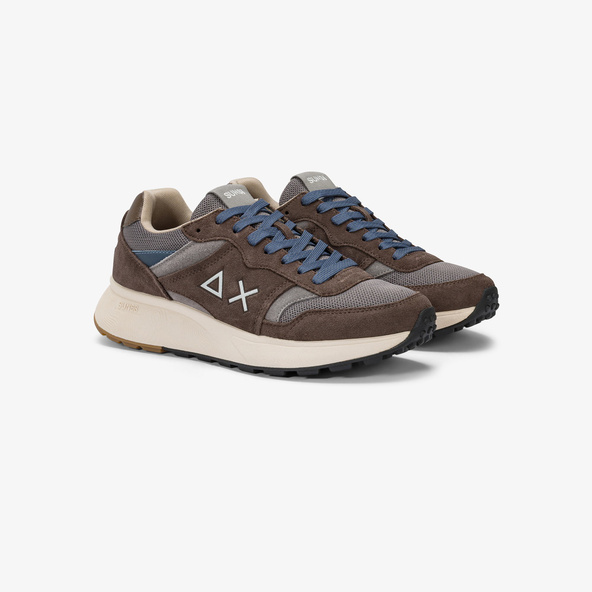Brown Sun Daddy nylon and suede sneaker