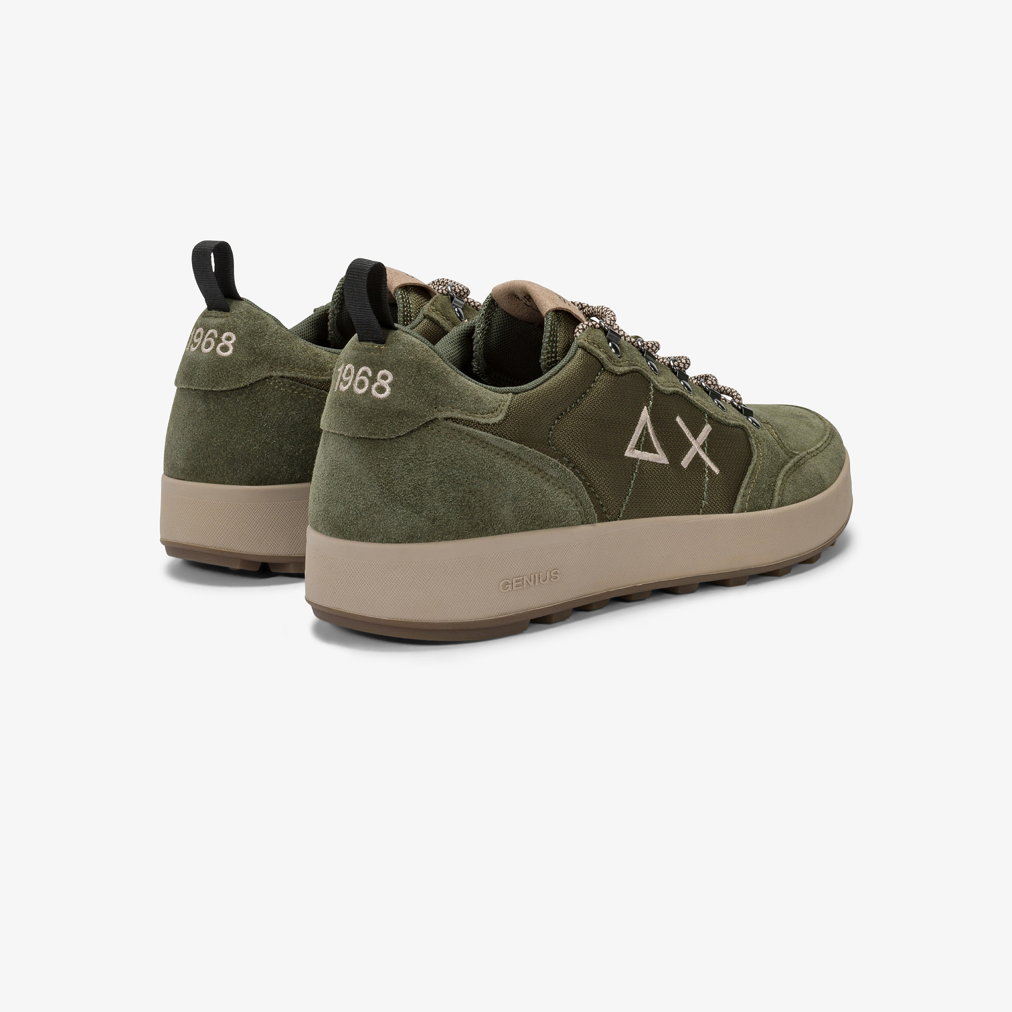 Dark military Genius Solid nylon and suede sneaker