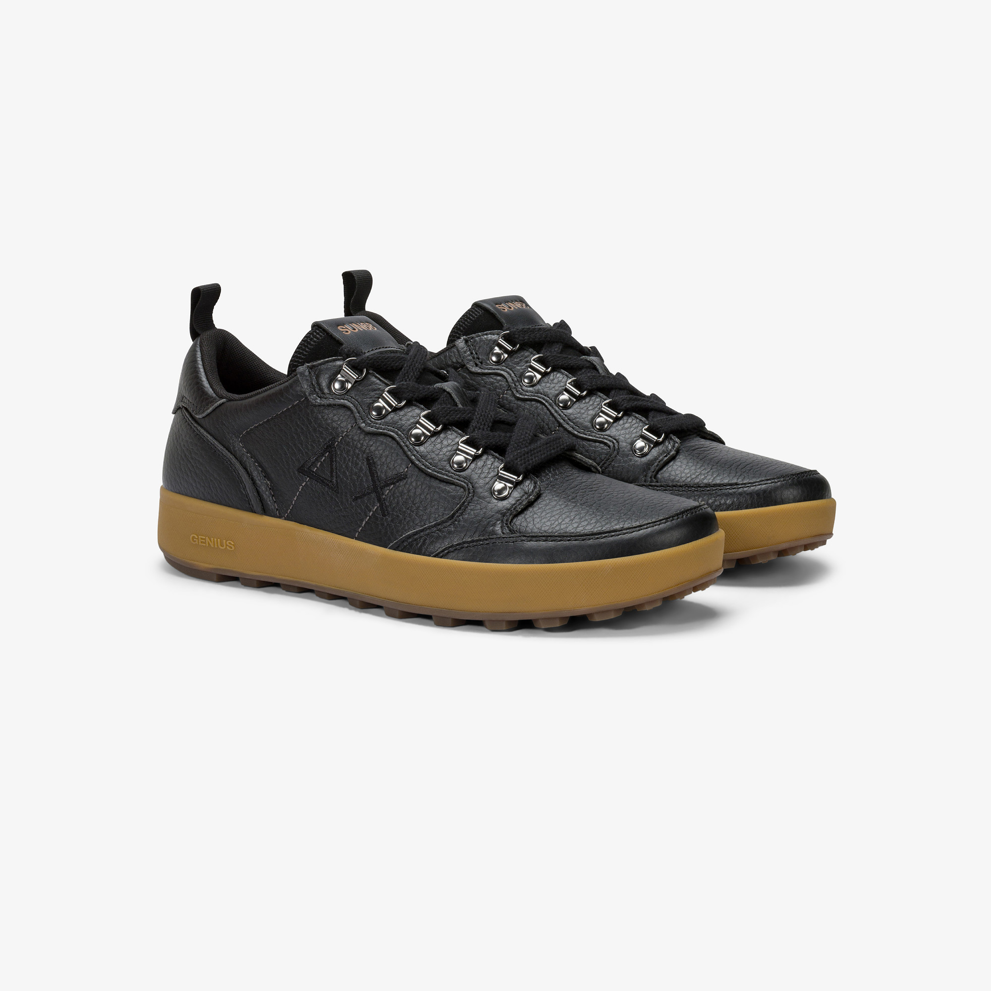 Black Genius tumbled leather sneaker
