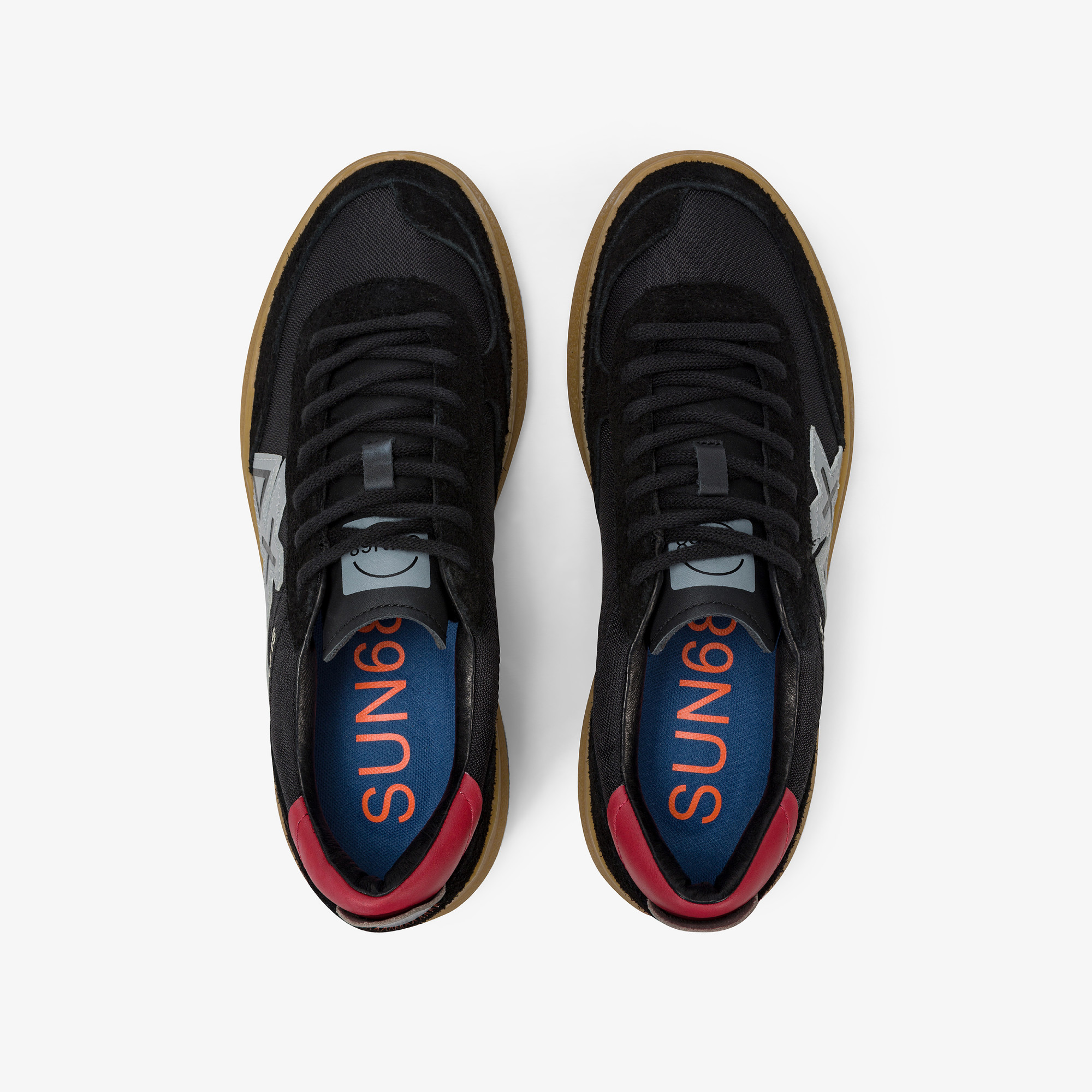 Black Luis Low tumbled leather and suede sneaker