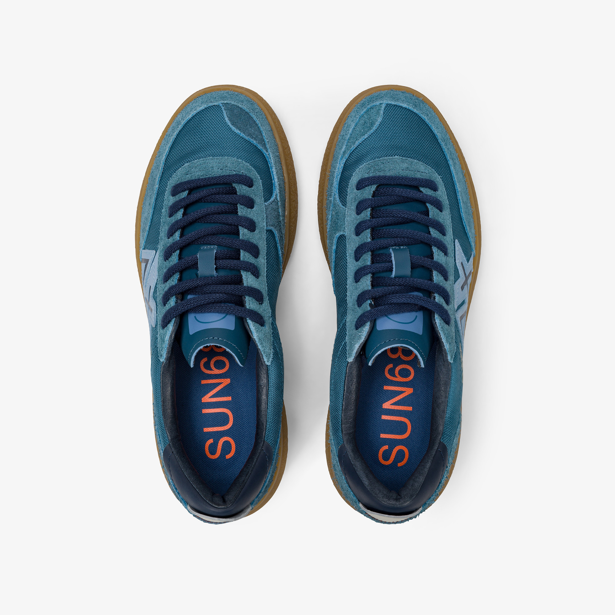 Sneaker Luis Low in suede e pelle bottalata avio scuro