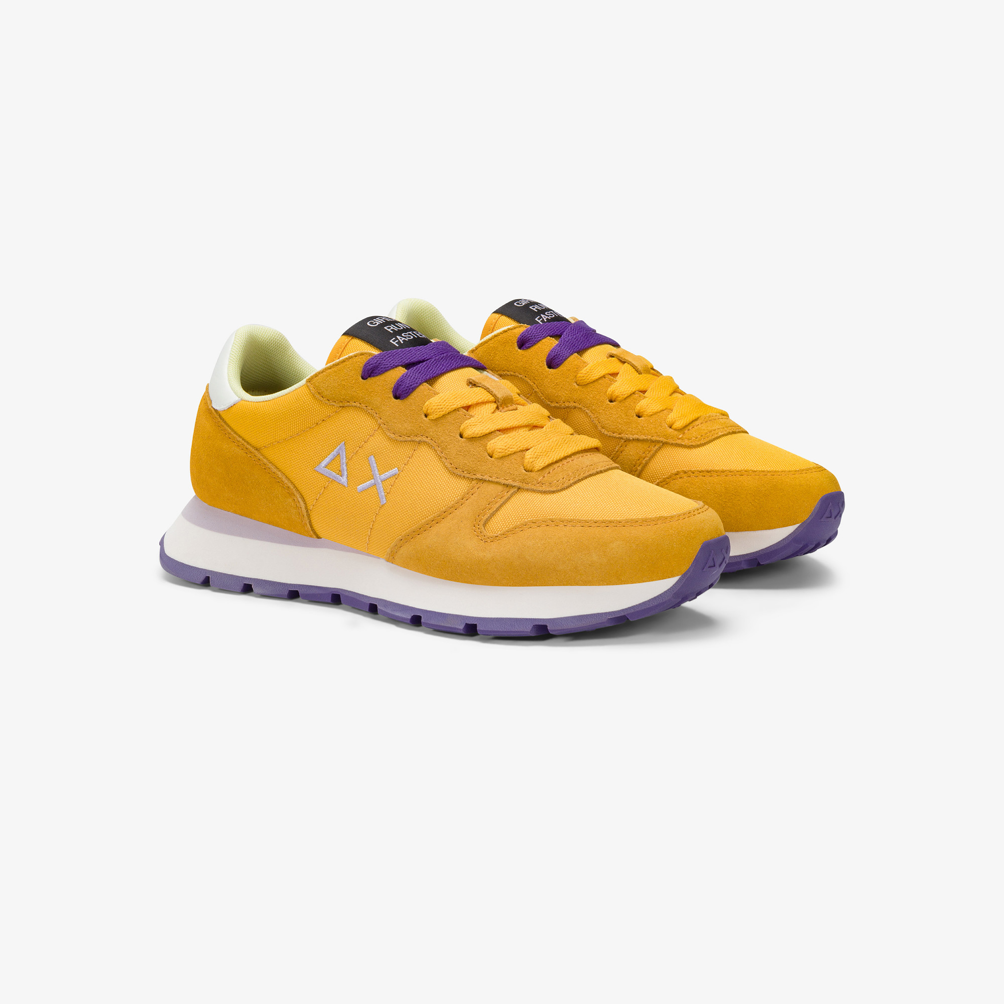 Yellow Ally Solid nylon and suede sneaker