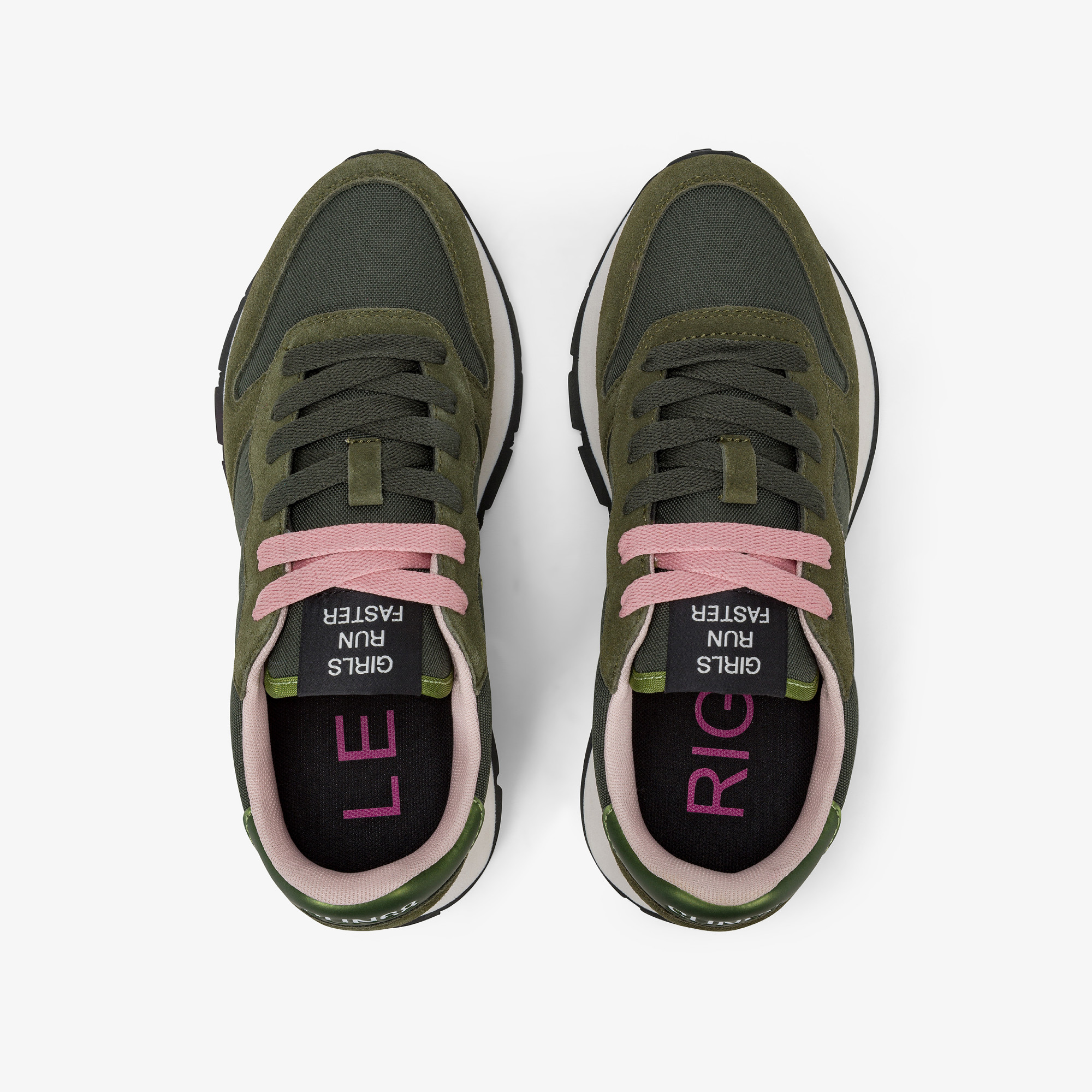 Sneaker Ally Solid in nylon e suede militare scuro
