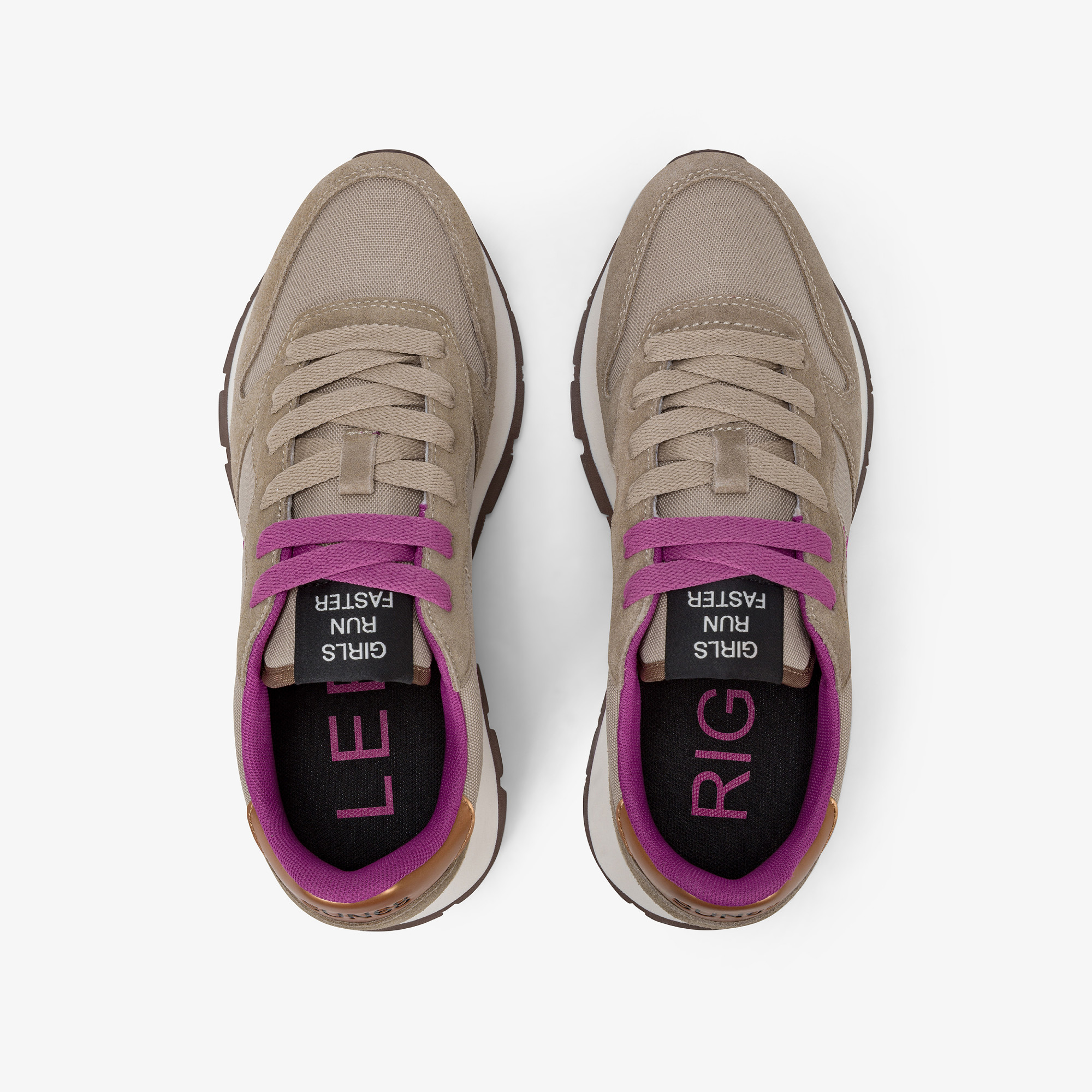 Sneaker Ally Solid in nylon e suede beige scuro