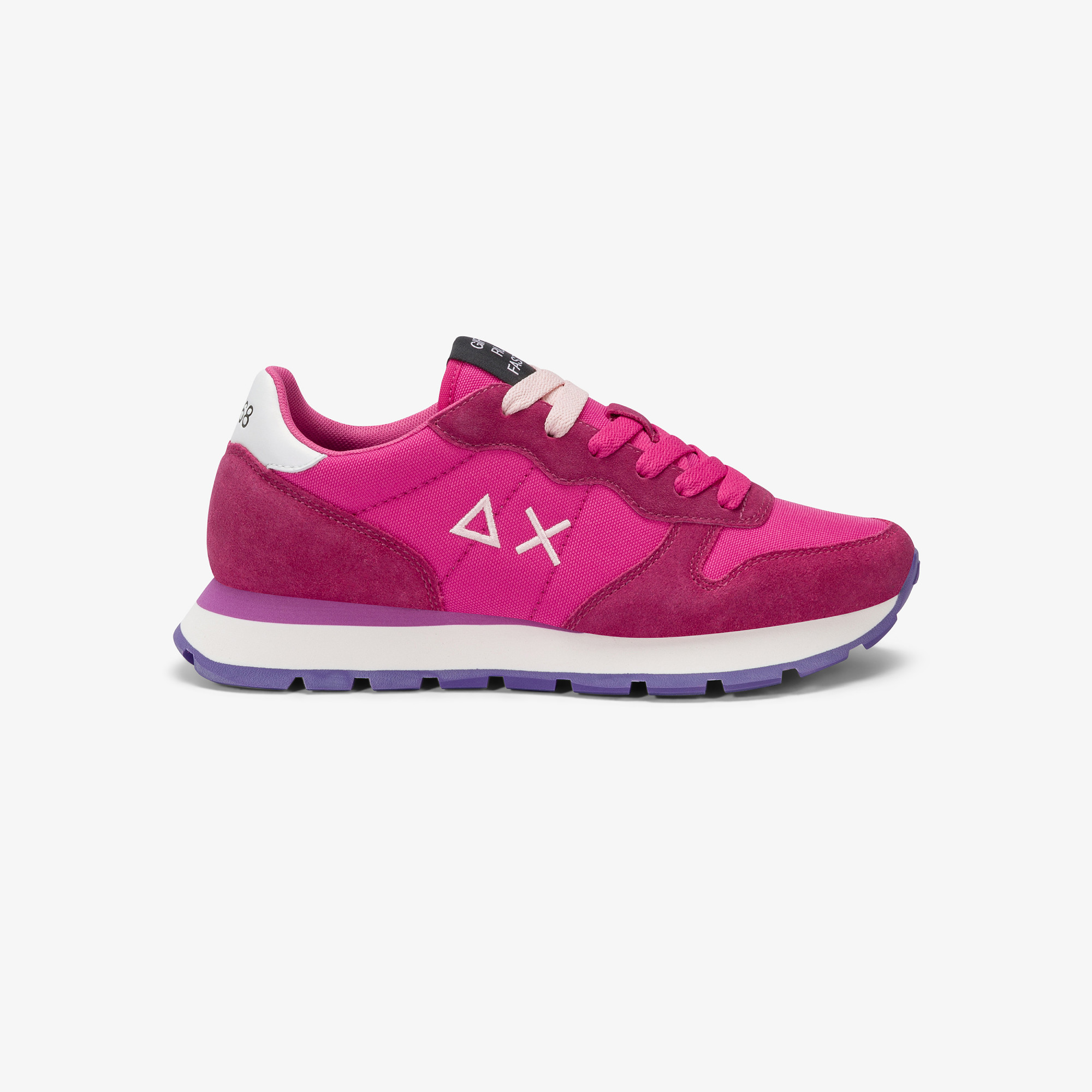 Sneaker Ally Solid in nylon e suede fuxia scuro