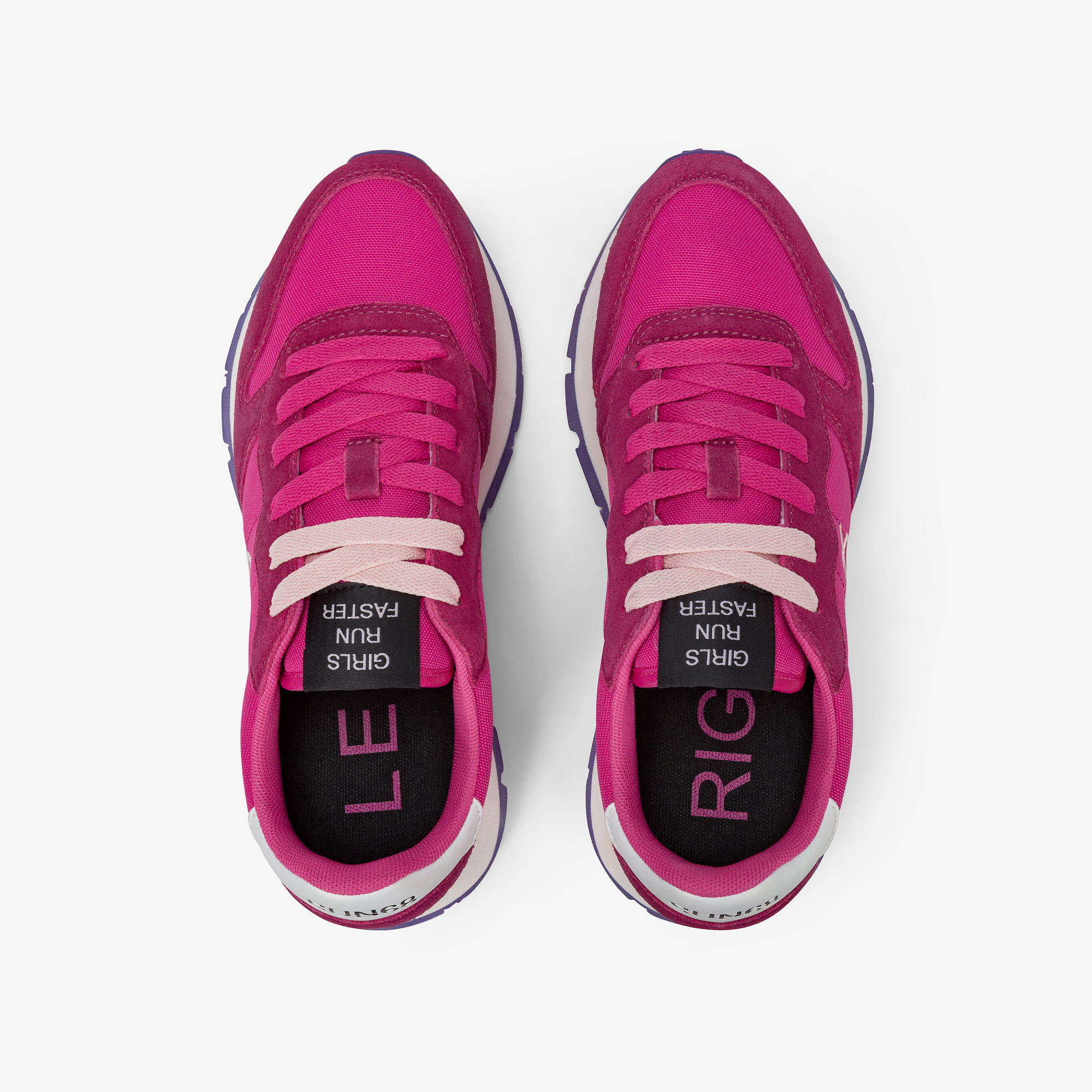 Sneaker Ally Solid in nylon e suede fuxia scuro