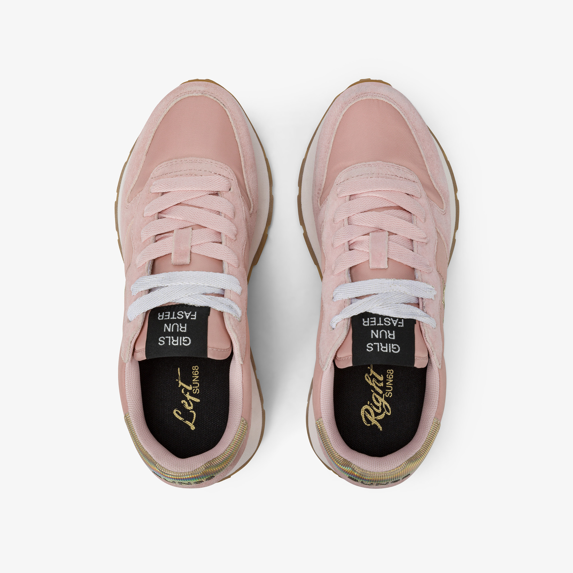 Pink Ally Gold Silver suede and nylon sneaker